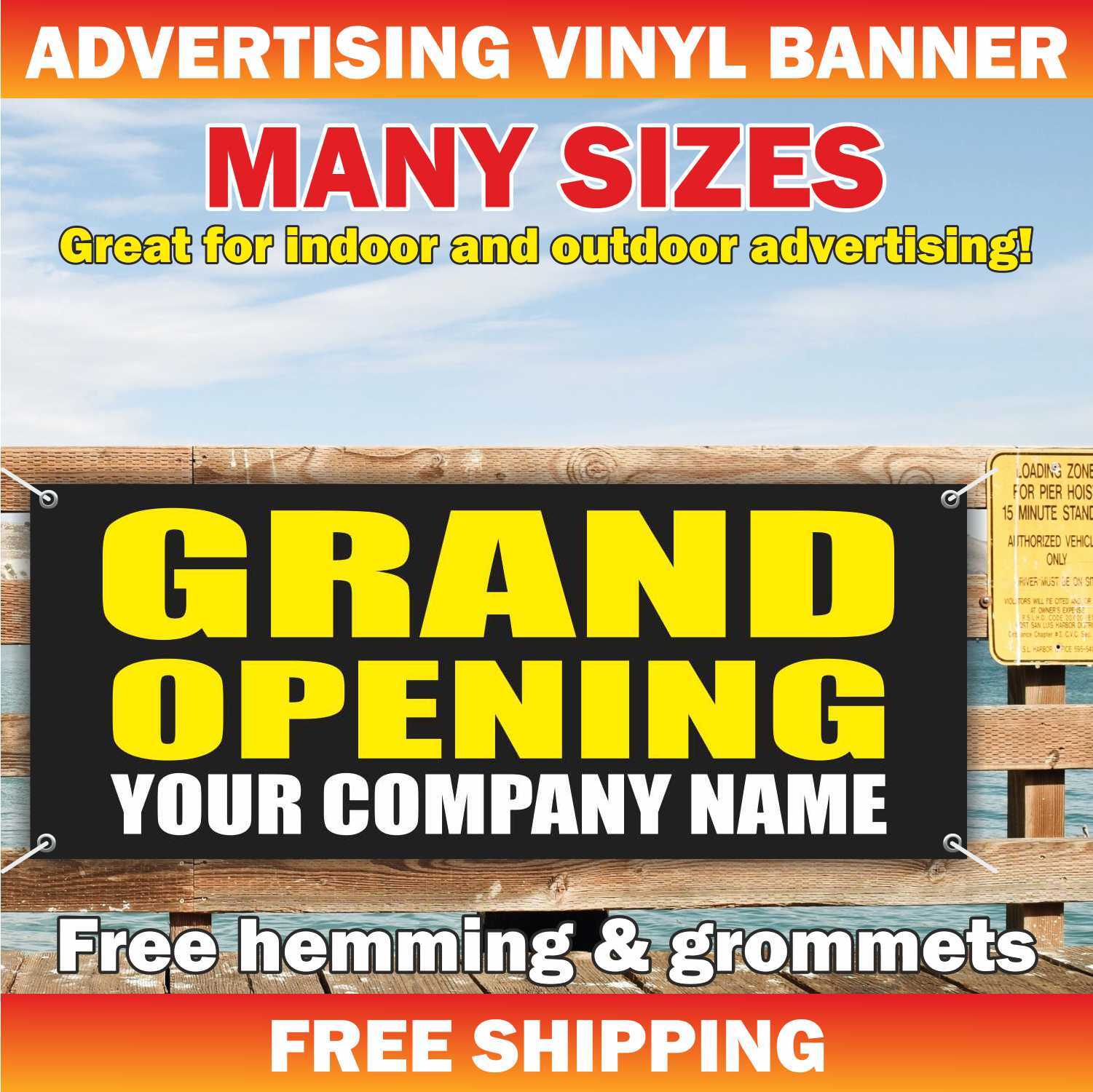 GRAND OPENING Advertising Banner Vinyl Mesh Sign CUSTOM COMPANY NAME OPEN BIG