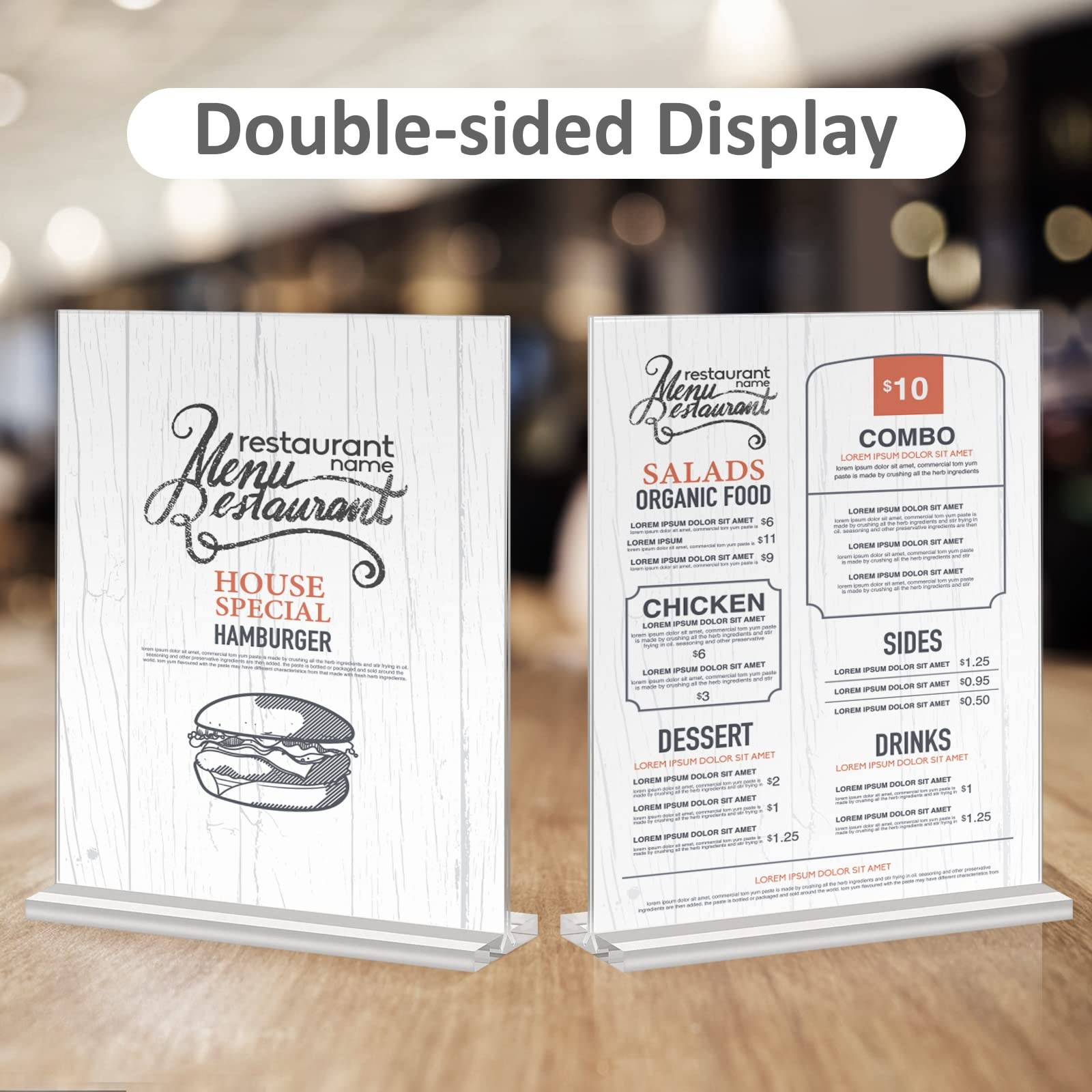 Douildhaiy 4 Pack 4 x 6 Acrylic Double Side Sign Holder ,T Shape Clear