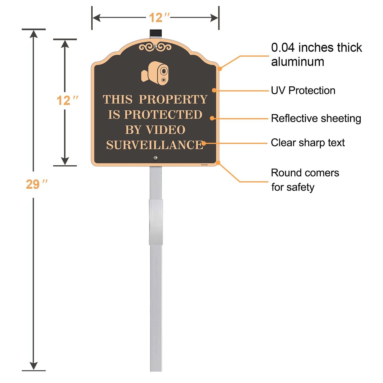 Large (2 Pack) 12X12 Inch Video Surveillance Yard Sign, Reflective, Aluminum,…