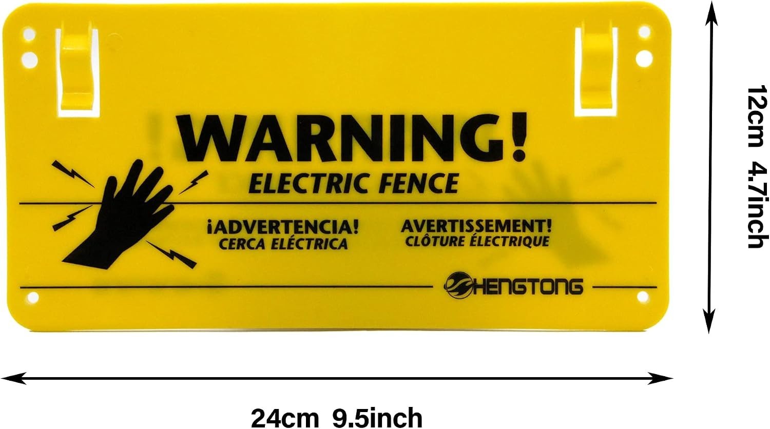 Plastic Electric Fence Warning Signs 4 Pcs 9.5 x 4.7 Inch | Yellow durable sa…