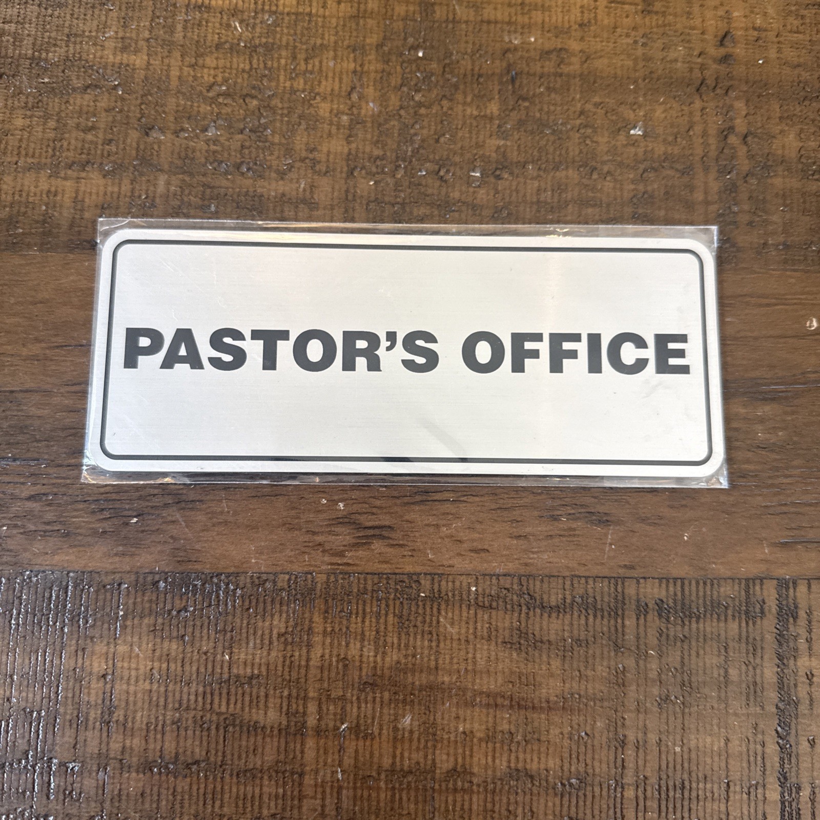 Standard Pastor&rsquo;s Office Sign Brushed Silver – Medium 2-3/4&Prime; X 7&Prime;