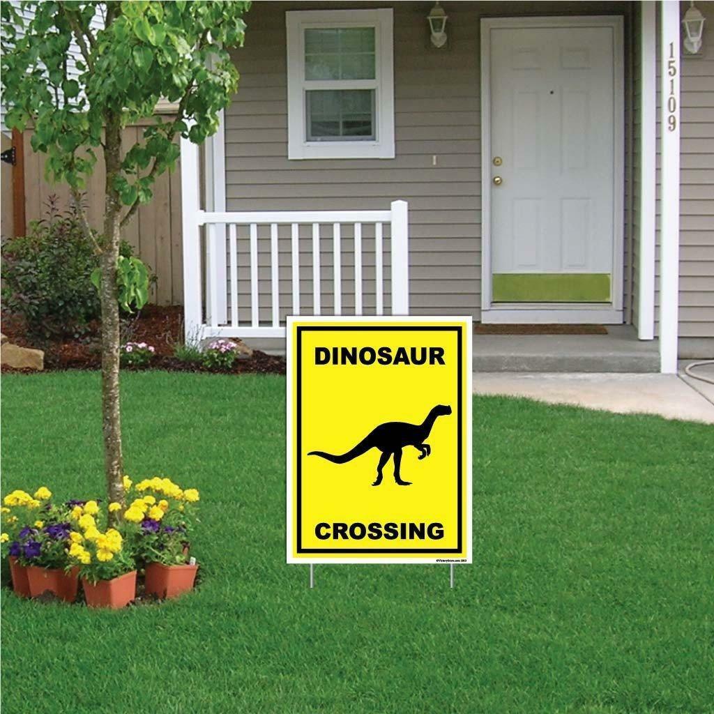Dinosaur Crossing Sign or Sticker – Multiple Size & Material Options!