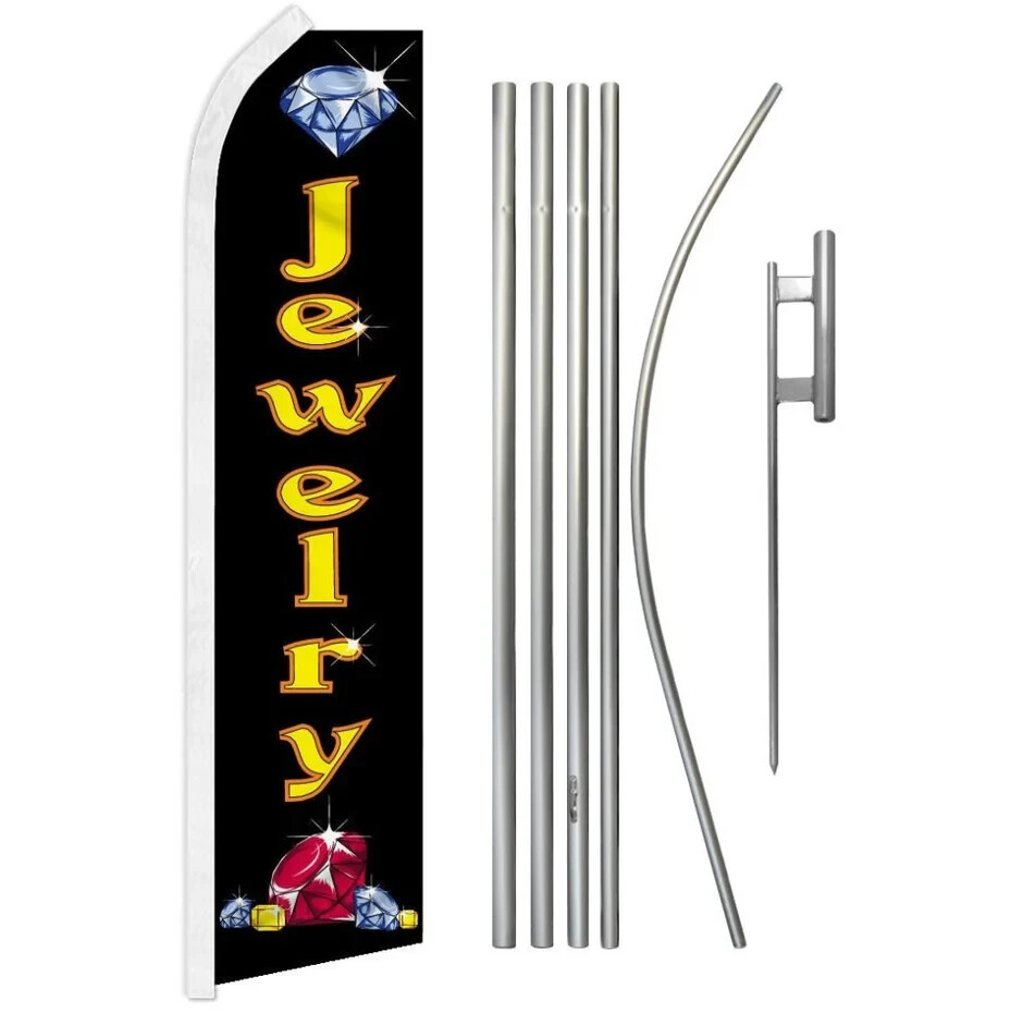 Jewelry Swooper Flutter Feather Advertising Flag & Pole Kit