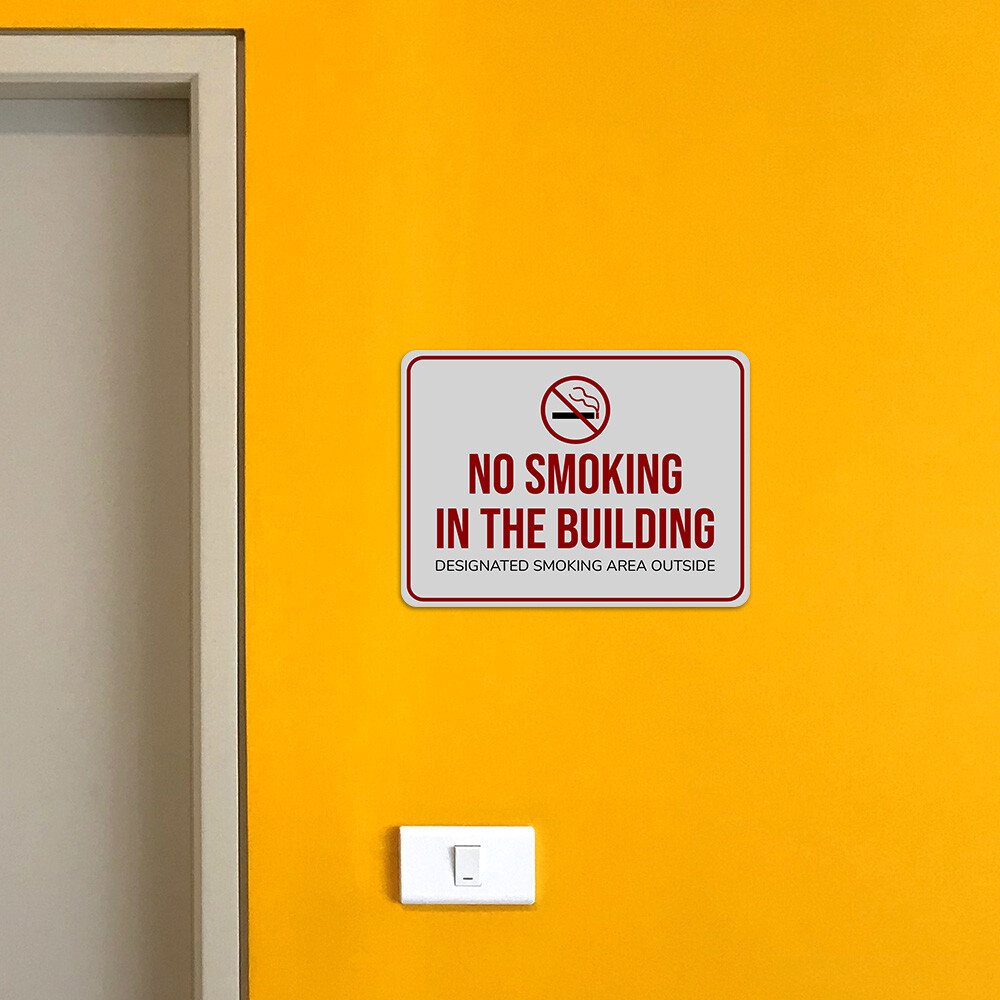 Classic Framed Plus No Smoking in the Building Smoking Area Outside Sign