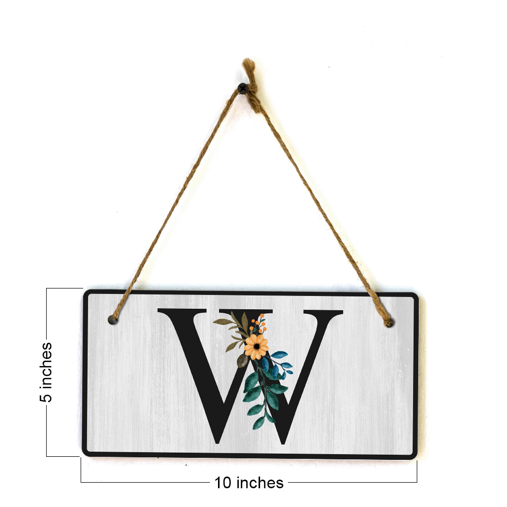 W Flower Decor 5×10 Hanging Wall or Door Sign | Alphabet Letter Room Decoration