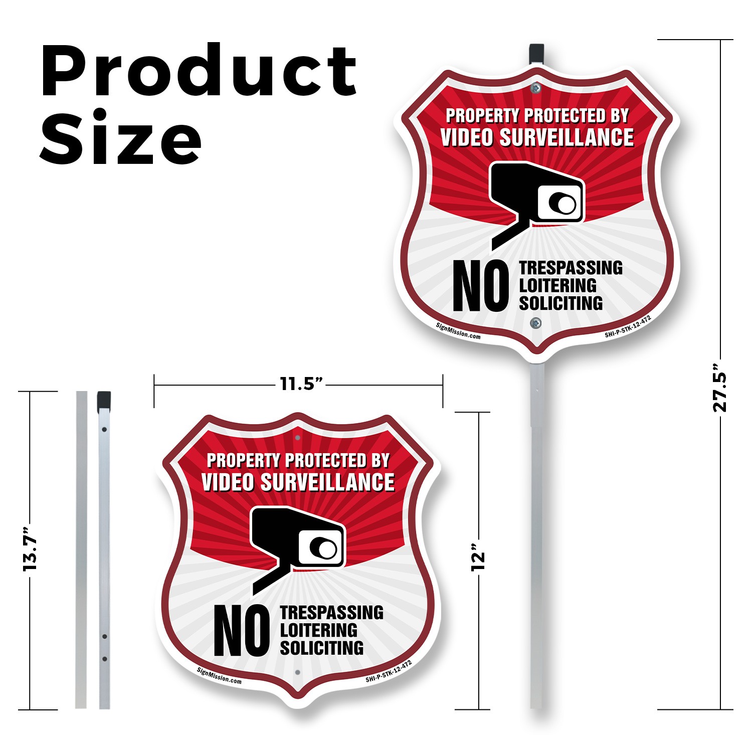 Video Surveillance Shield Sign Property Protected By Vid Shield Sign With Stake