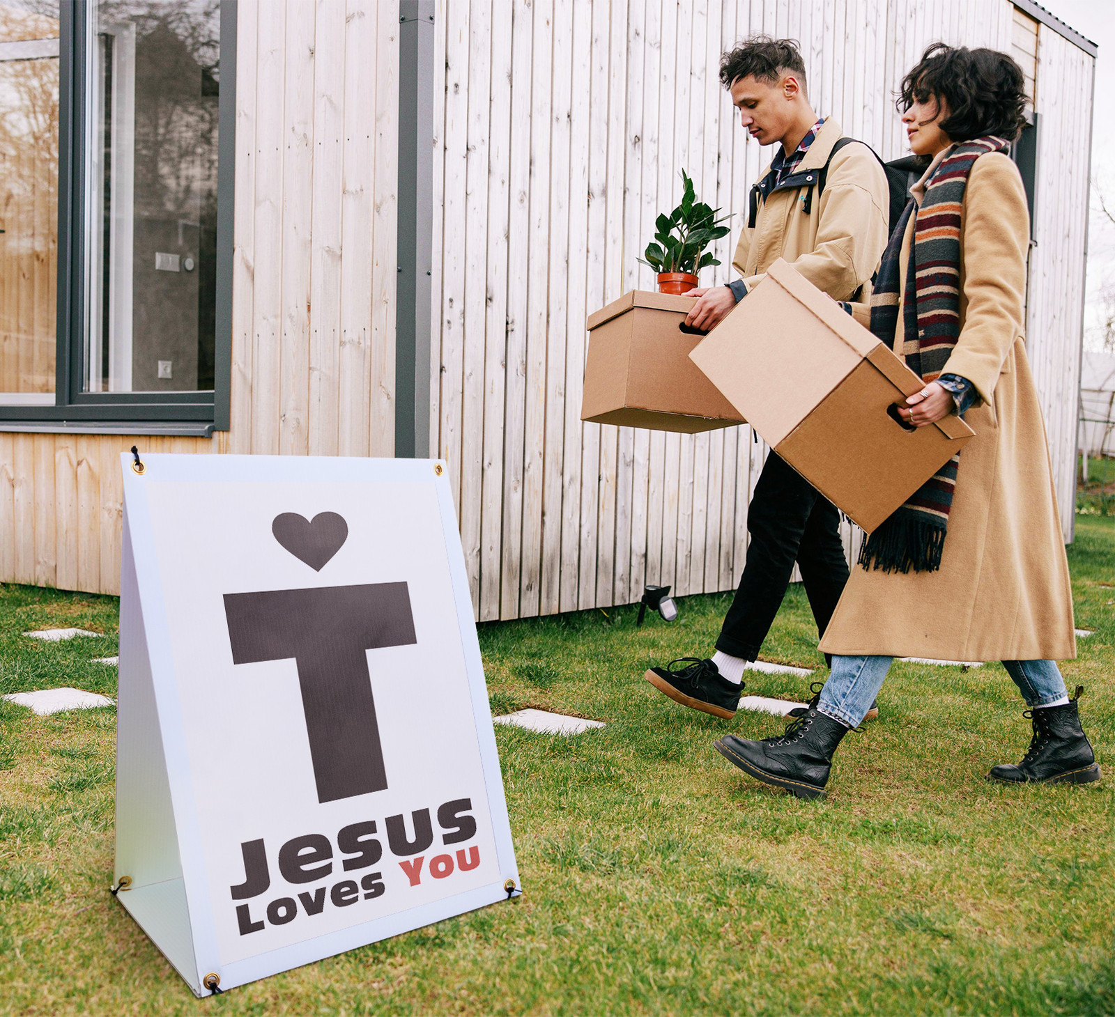 Jesus Loves You A-Frame Sidewalk Sign Christian Faith Inspiration Eye Catching