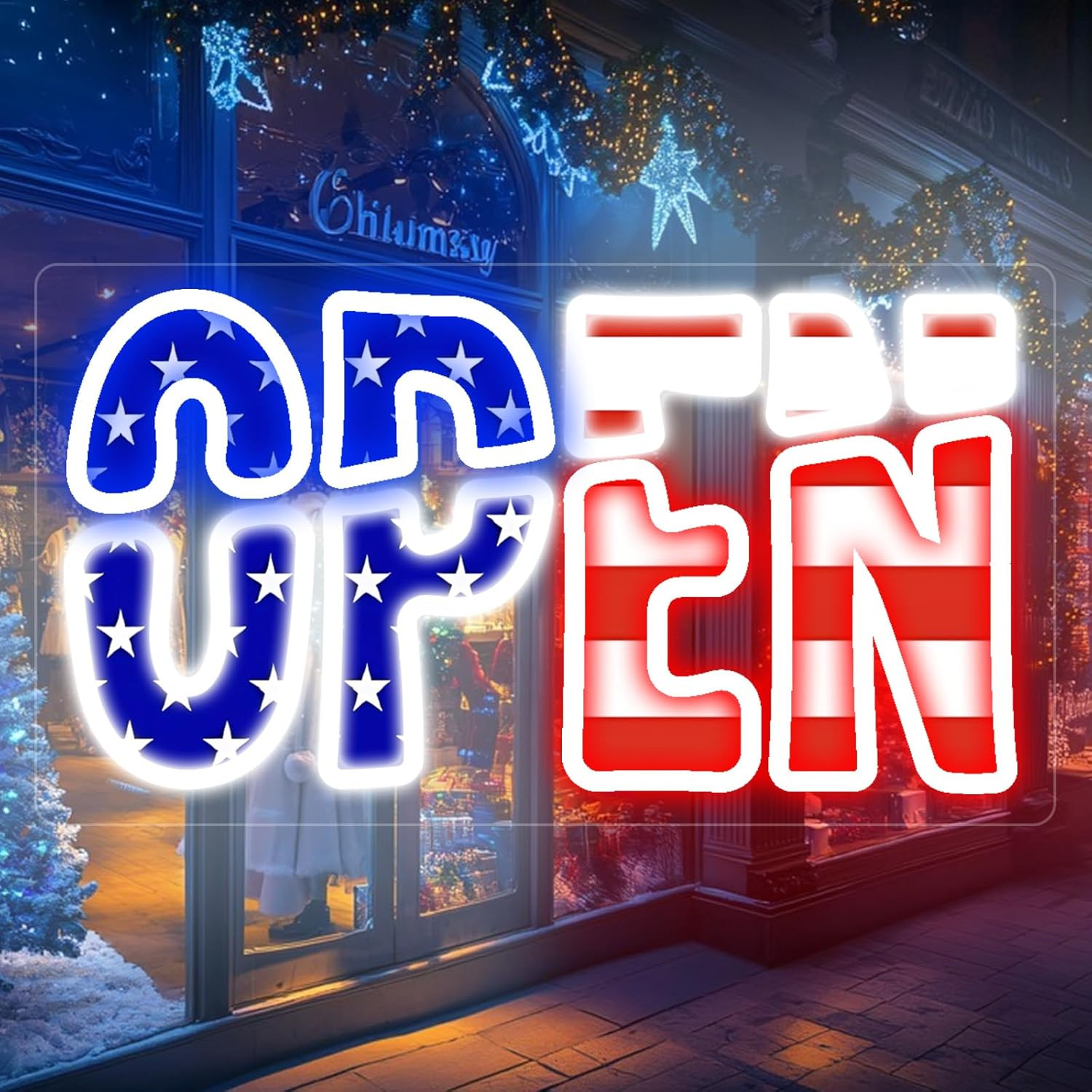LED Open Sign for Business, USA Flag Ultra Bright Open Light 32 Inch Plug in Lig