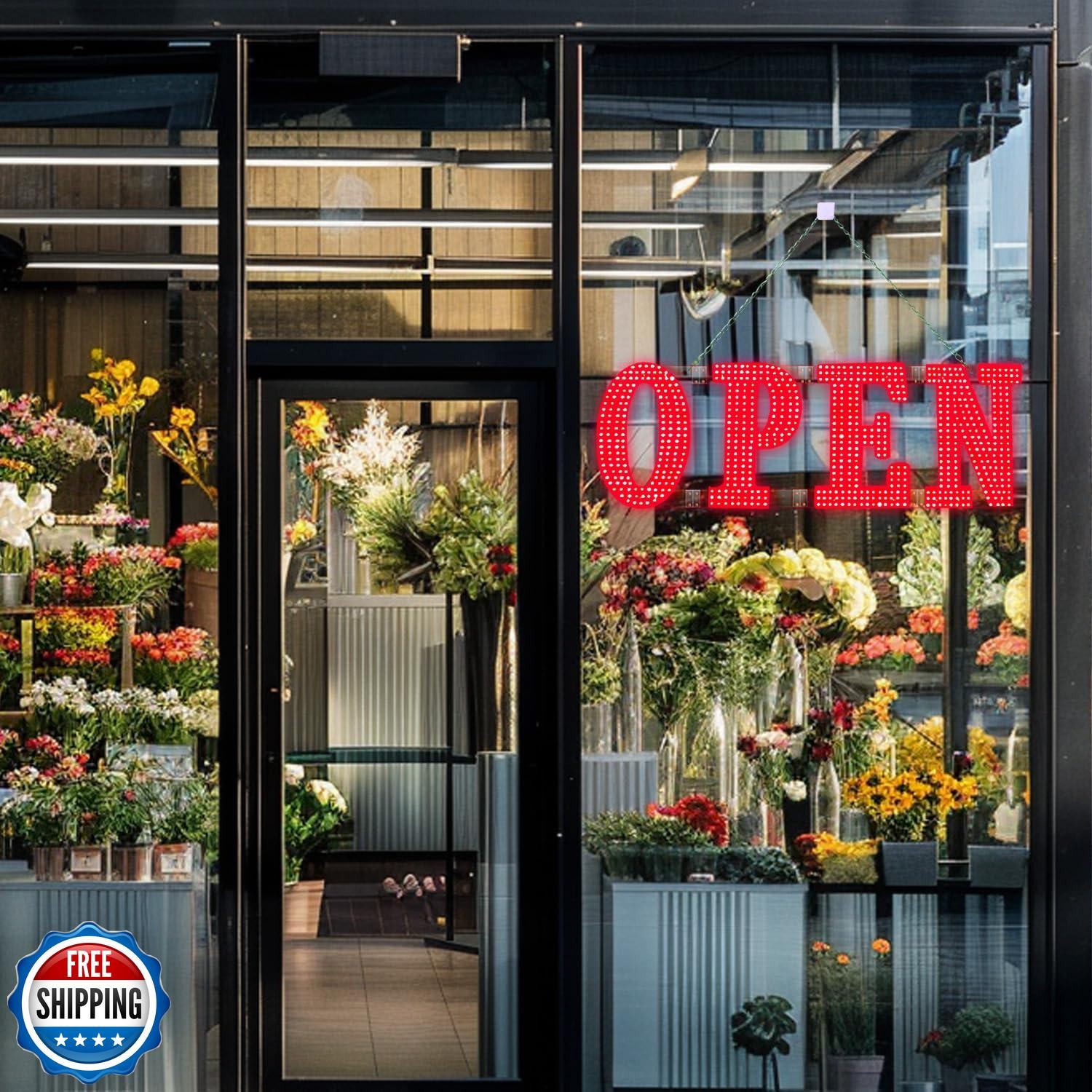 30&Prime; x 10&Prime; Large LED Open Signs with Remote Control 14 Modes Dimmable Open Sig