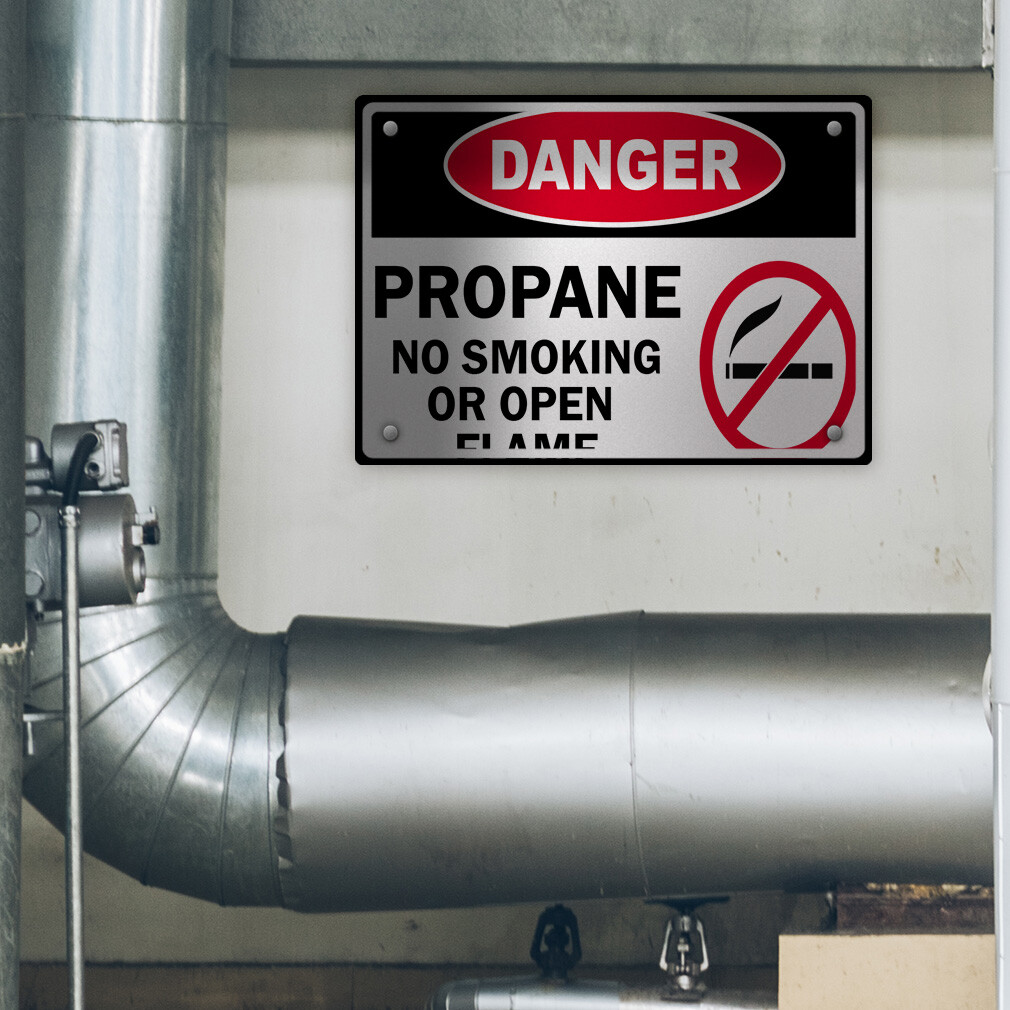 Aluminum Horizontal Metal Sign Danger Propane No Smoking Or Open Flame Flammable