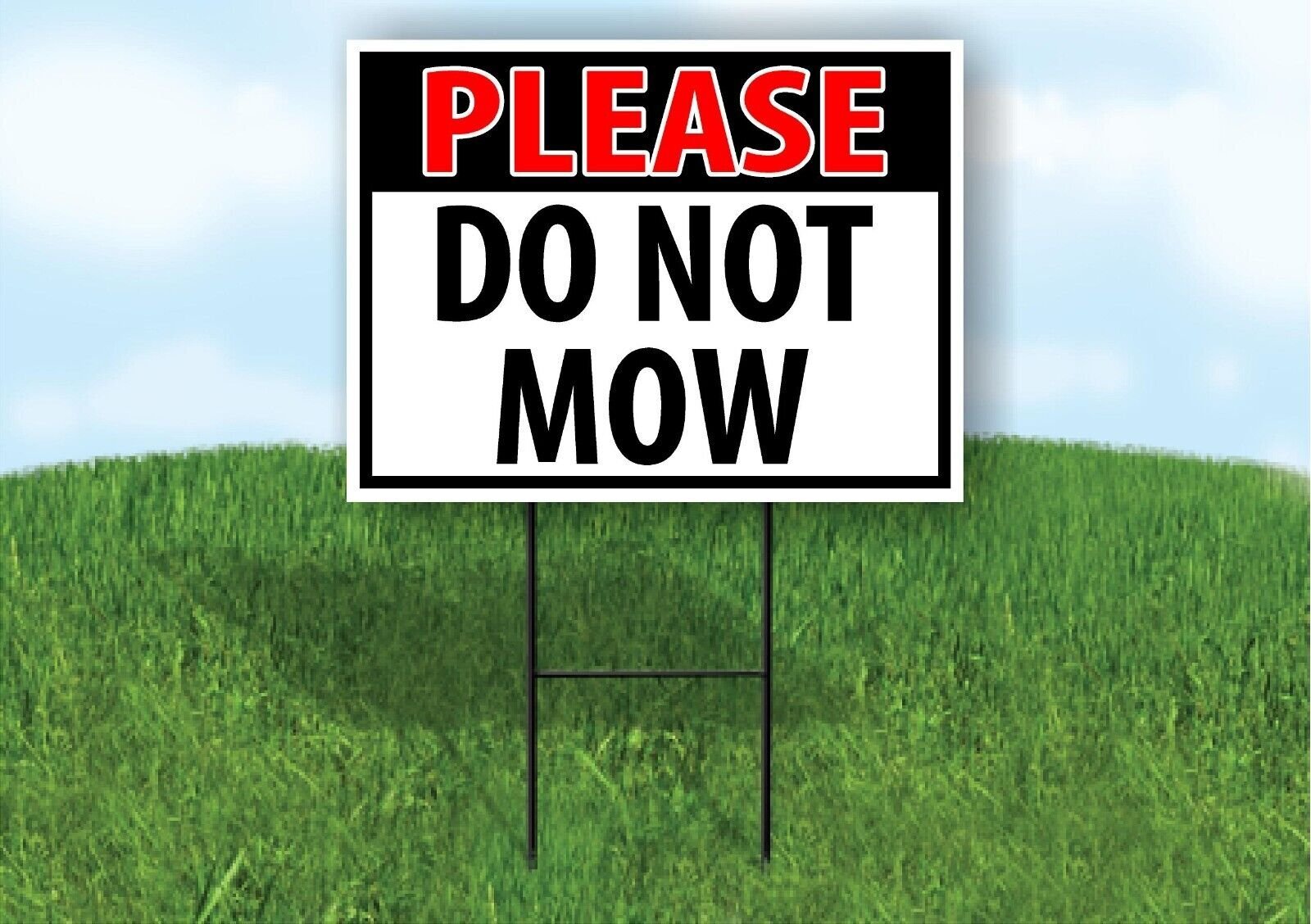 Please Do Not Mow black and red Plastic Yard Sign ROAD SIGN with Stand