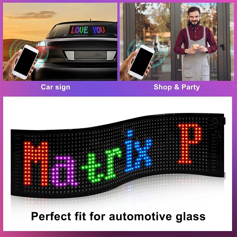 Scrolling LED Sign Matrix Panel Screen Bluetooth APP Control for Shop Bar Car US