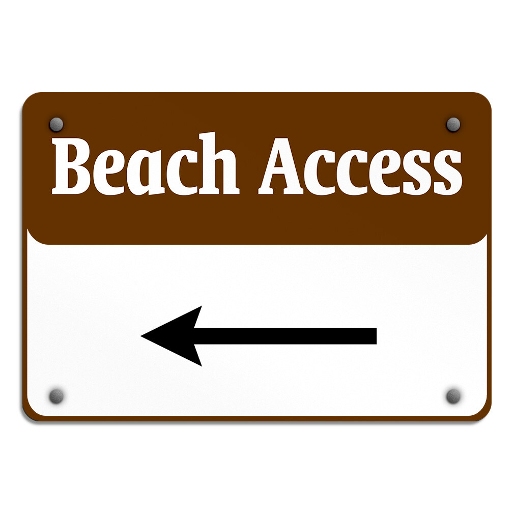 Horizontal Metal Sign Beach Access Left Arrow Activity Campground