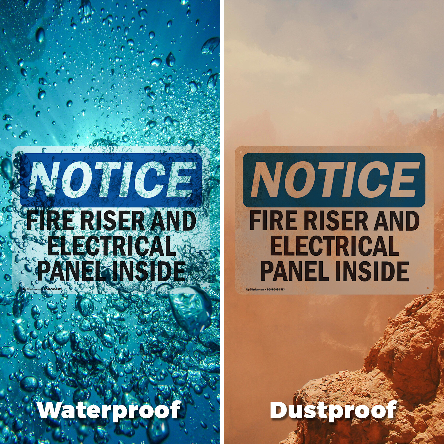 (2 Pack) Fire Riser And Electrical Panel Inside OSHA Notice Sign Decal Metal