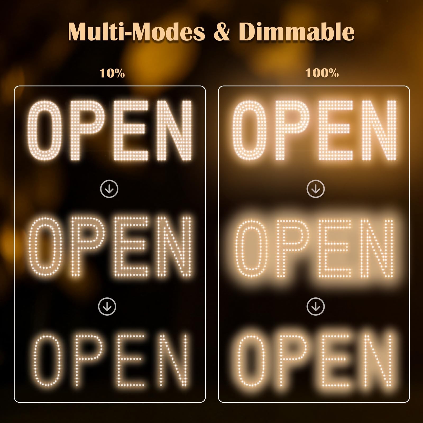 Open Signs for Business, 30&Prime;X10&Prime; Big & Bright Open Sign with Remote Control Dimm