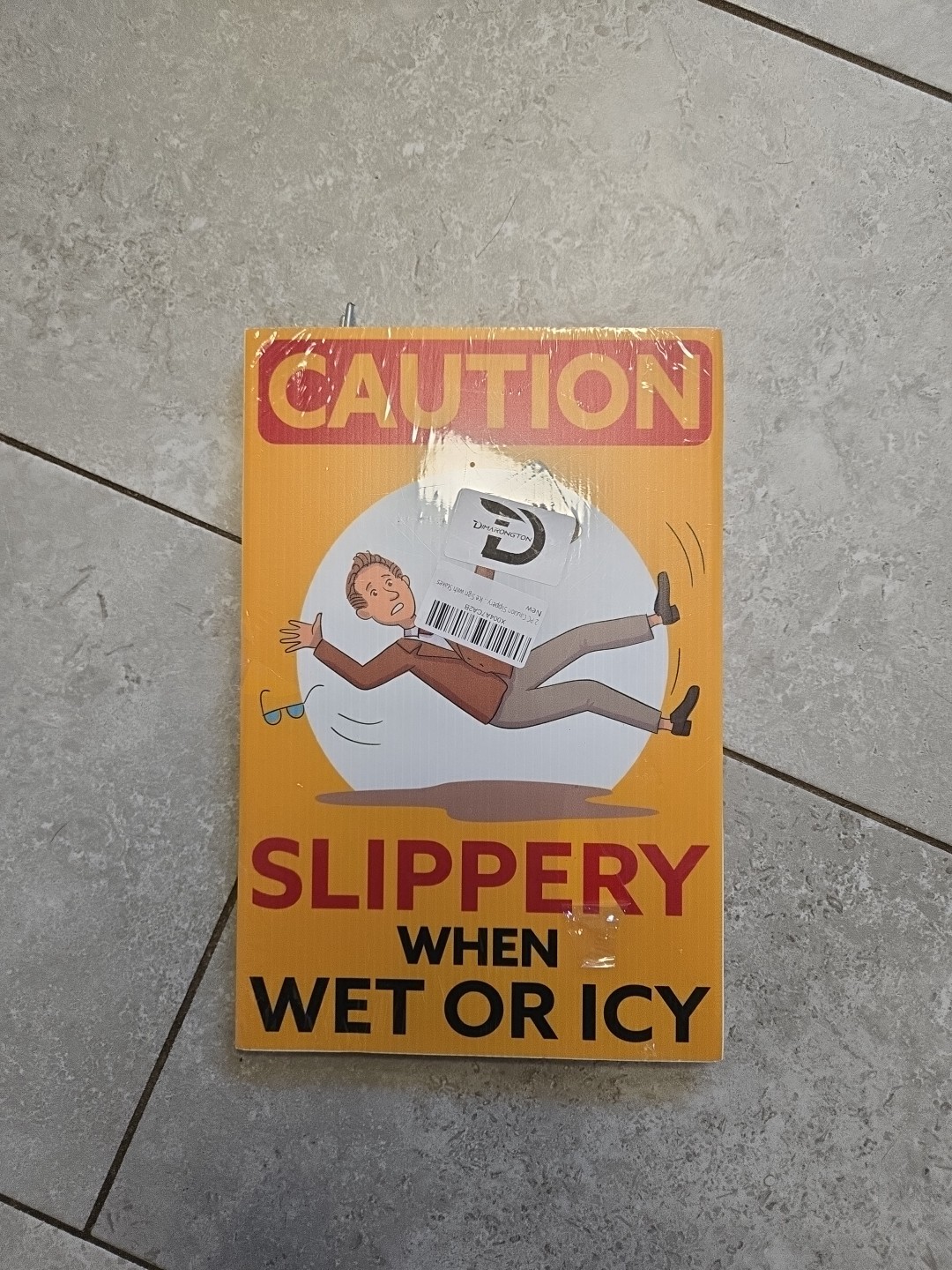 slippery when wet or Icey sign 2 Pack With Stakes 12×8 In