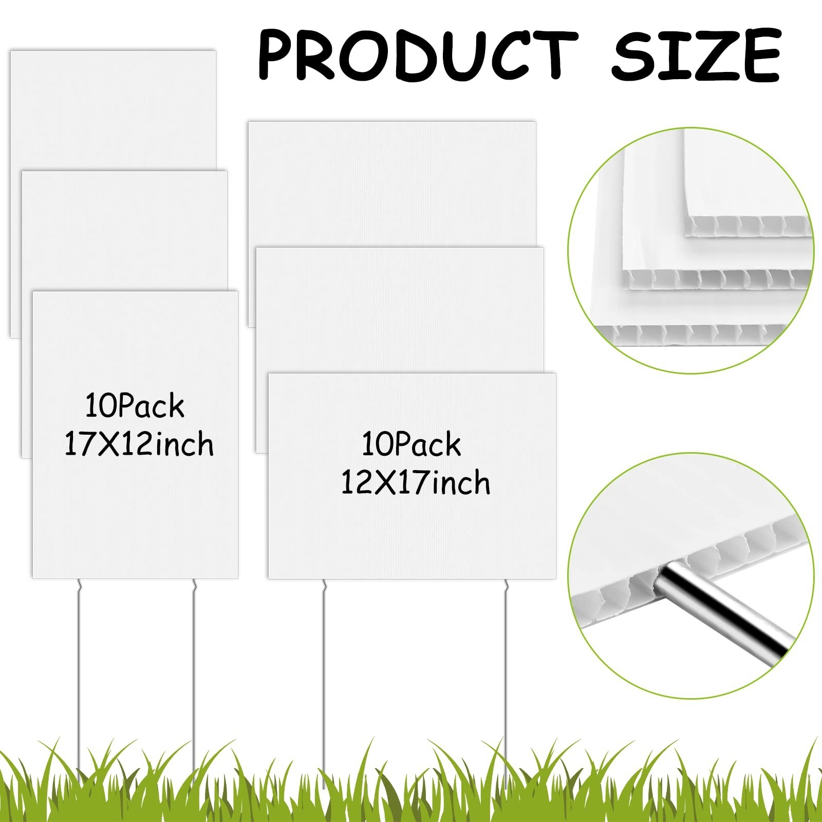 20 Pack Blank Yard Signs 17×12 Inch Double-Sided Plastic with Stakes for Events