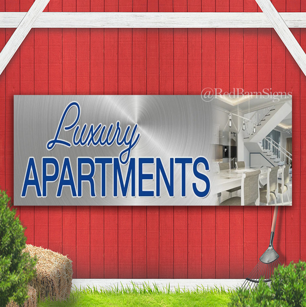 LUXURY APARTMENTS Indoor Outdoor Banner Sign with grommets