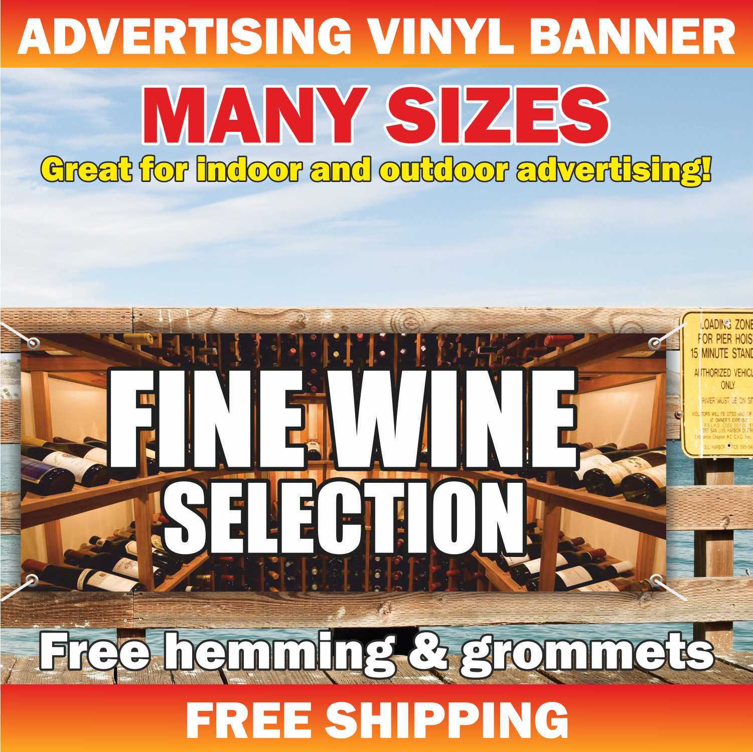 FINE WINE SELECTION Advertising Banner Vinyl Mesh Sign tasting making equipment