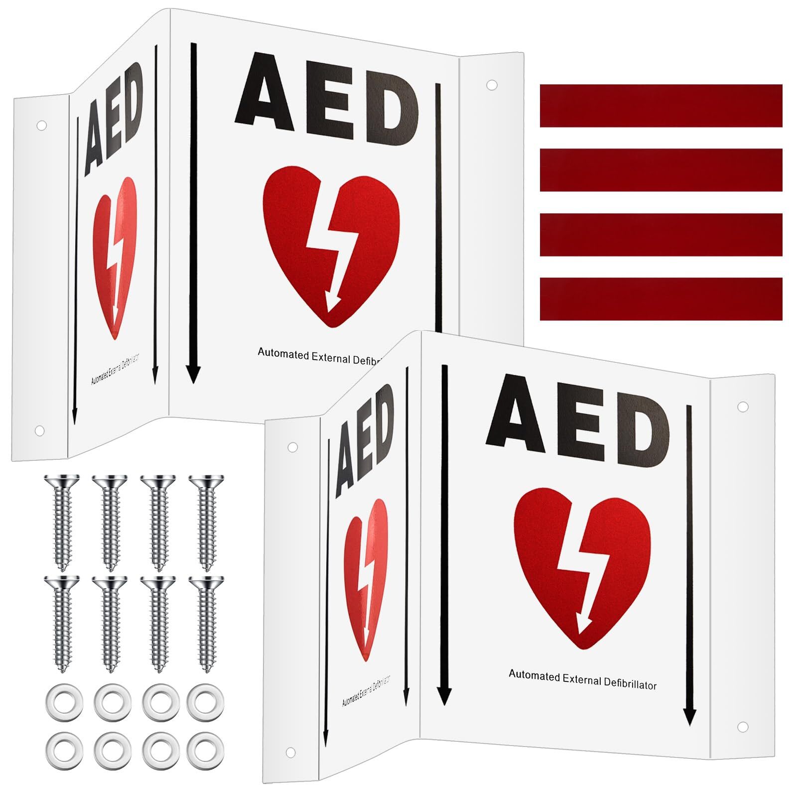 2-Set 5×6&Prime; AED Projection Sign with Graphic Portable Aluminum Cabinet Sign