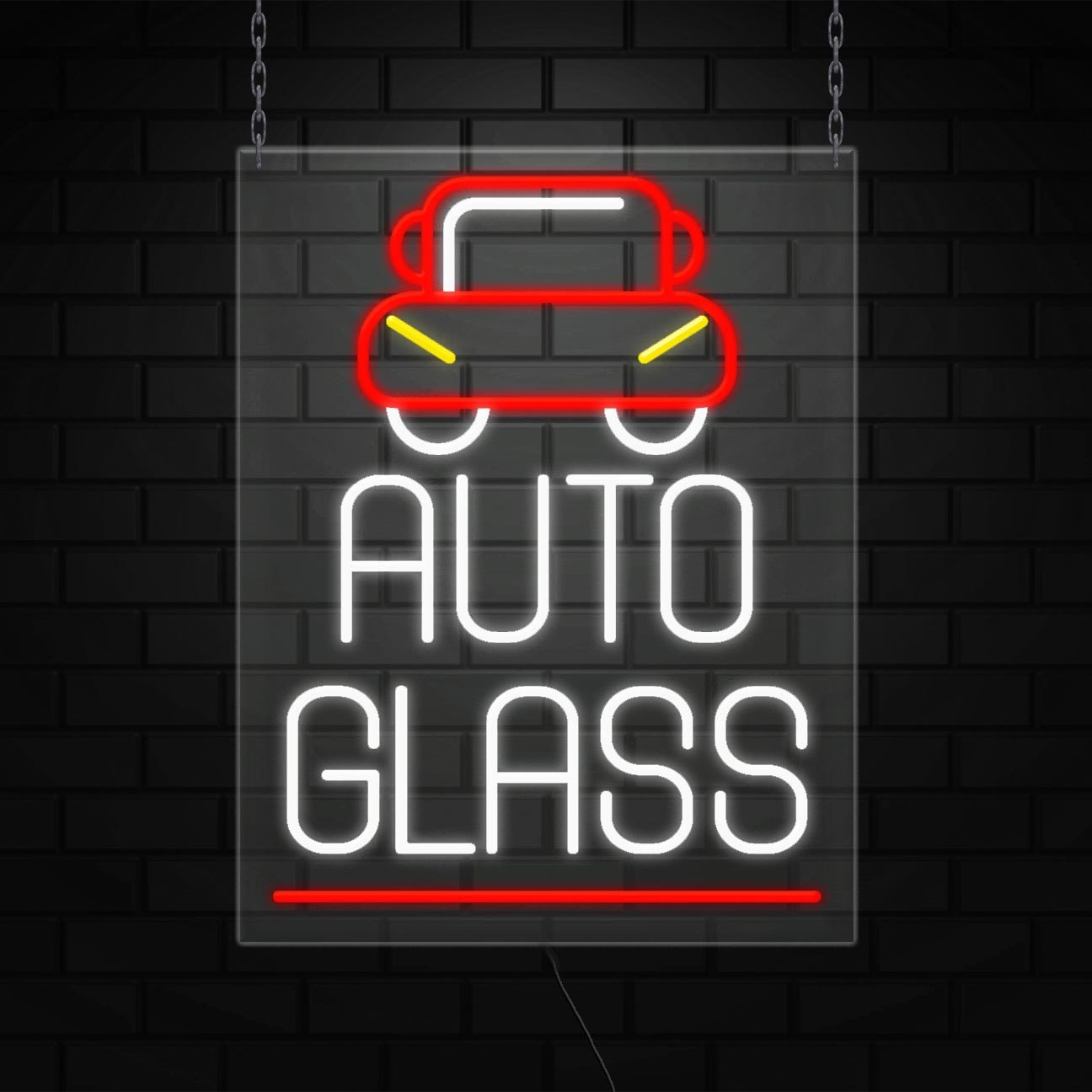 Auto Glass Sign for Business Displays | LED Flex Neon | 24&Prime;W x 31&Prime;H x 1&Prime;D