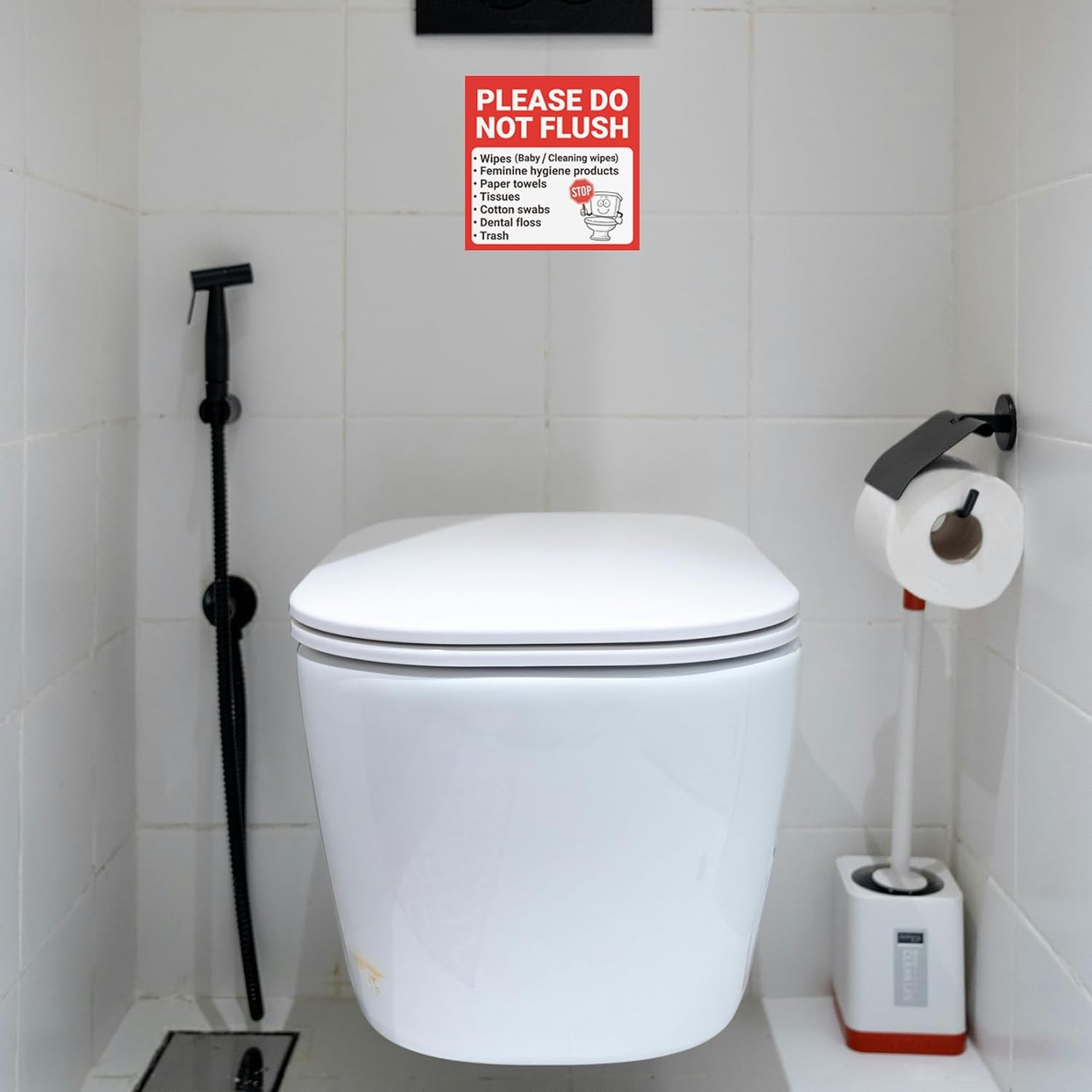 10 Pack Please Do Not Flush Sign Stickers 6×6 Inch Self-Adhesive for Restrooms H