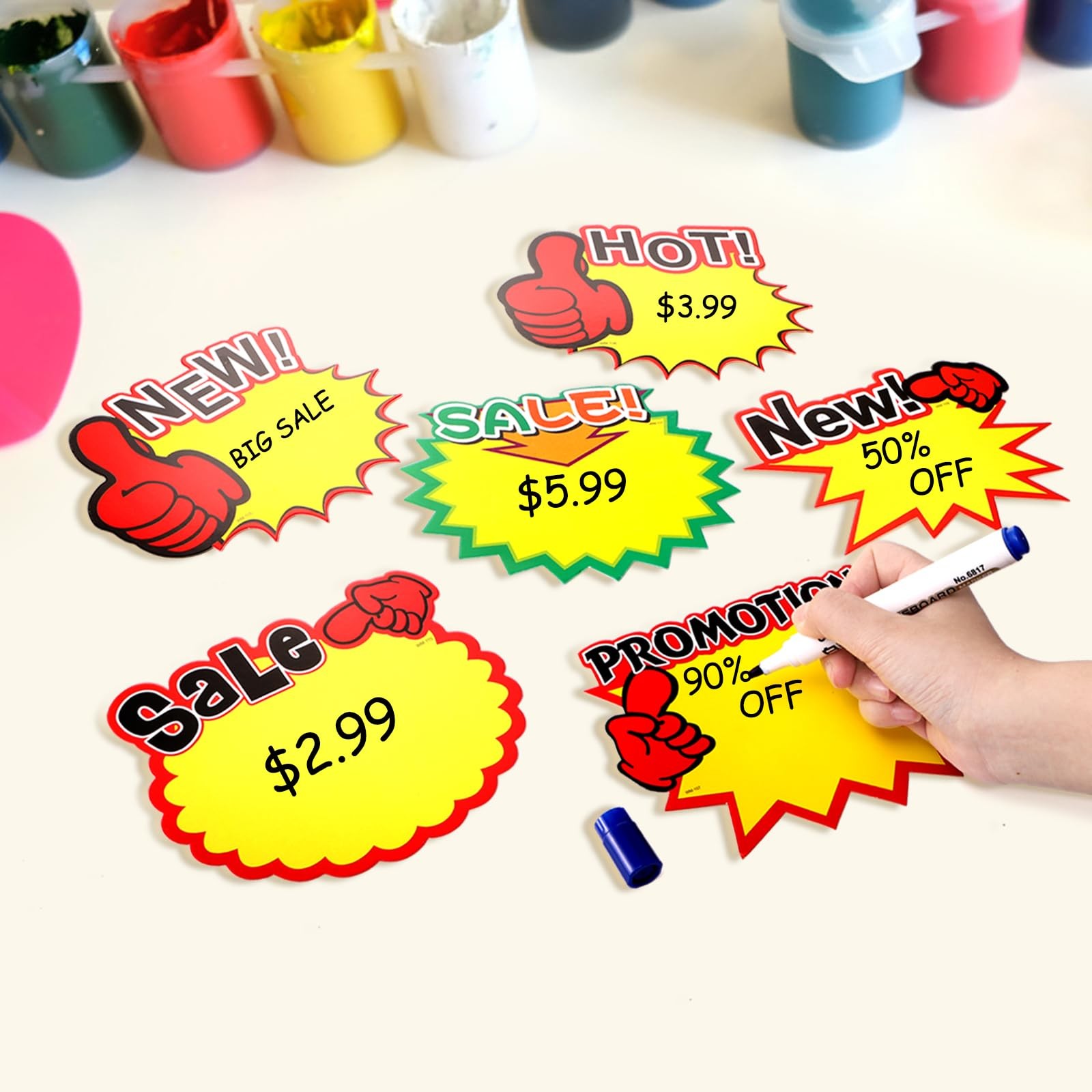 240 Pieces Burst Sign Cards, 7 x 5.5 Inch Large Star Shaped Blank Sale Sign T…