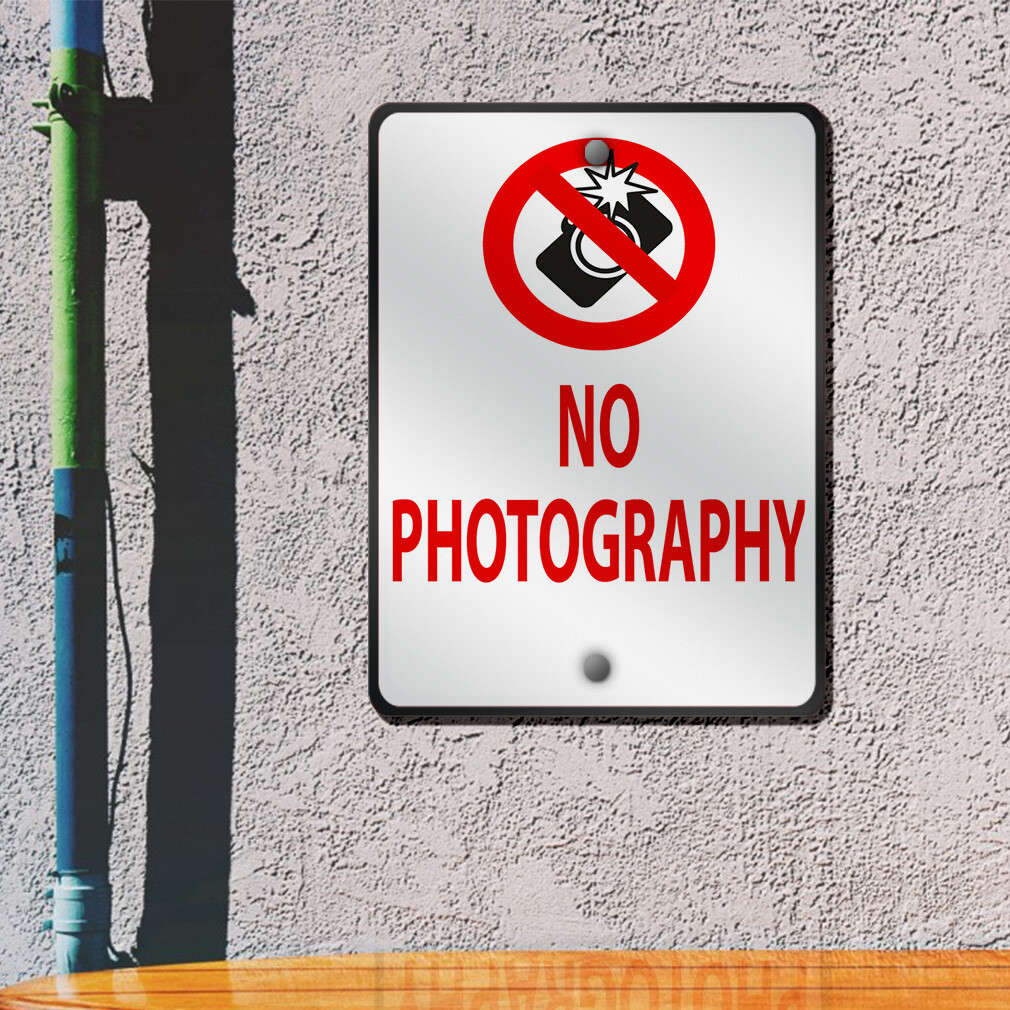 Aluminum Vertical Metal Sign No Photography Prohibition Weatherproof Street