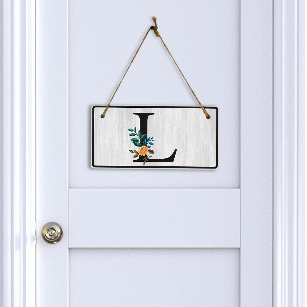 L Flower Decor 5×10 Hanging Wall or Door Sign | Alphabet Letter Room Decoration