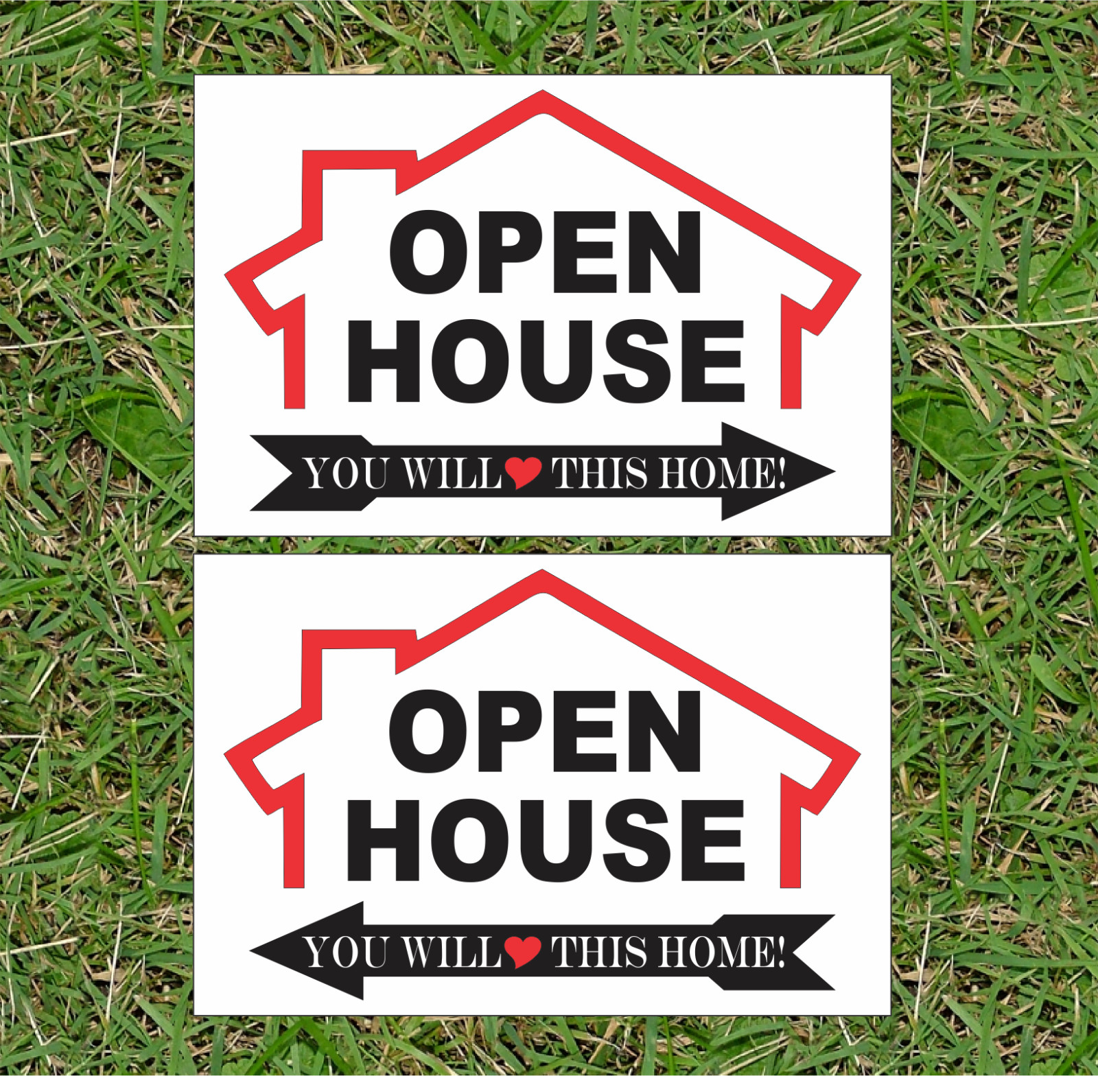 OPEN HOUSE Real Estate Sign Lot 12&Prime;x18&Prime; Double Sided Corrugated Plastic