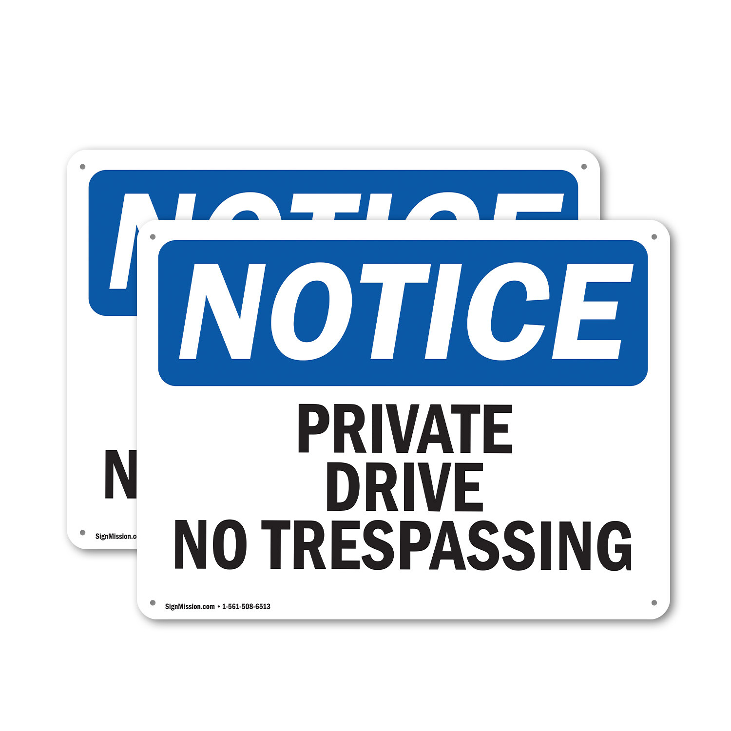 (2 Pack) Private Driveway No Trespassing OSHA Notice Sign Decal Metal Plastic