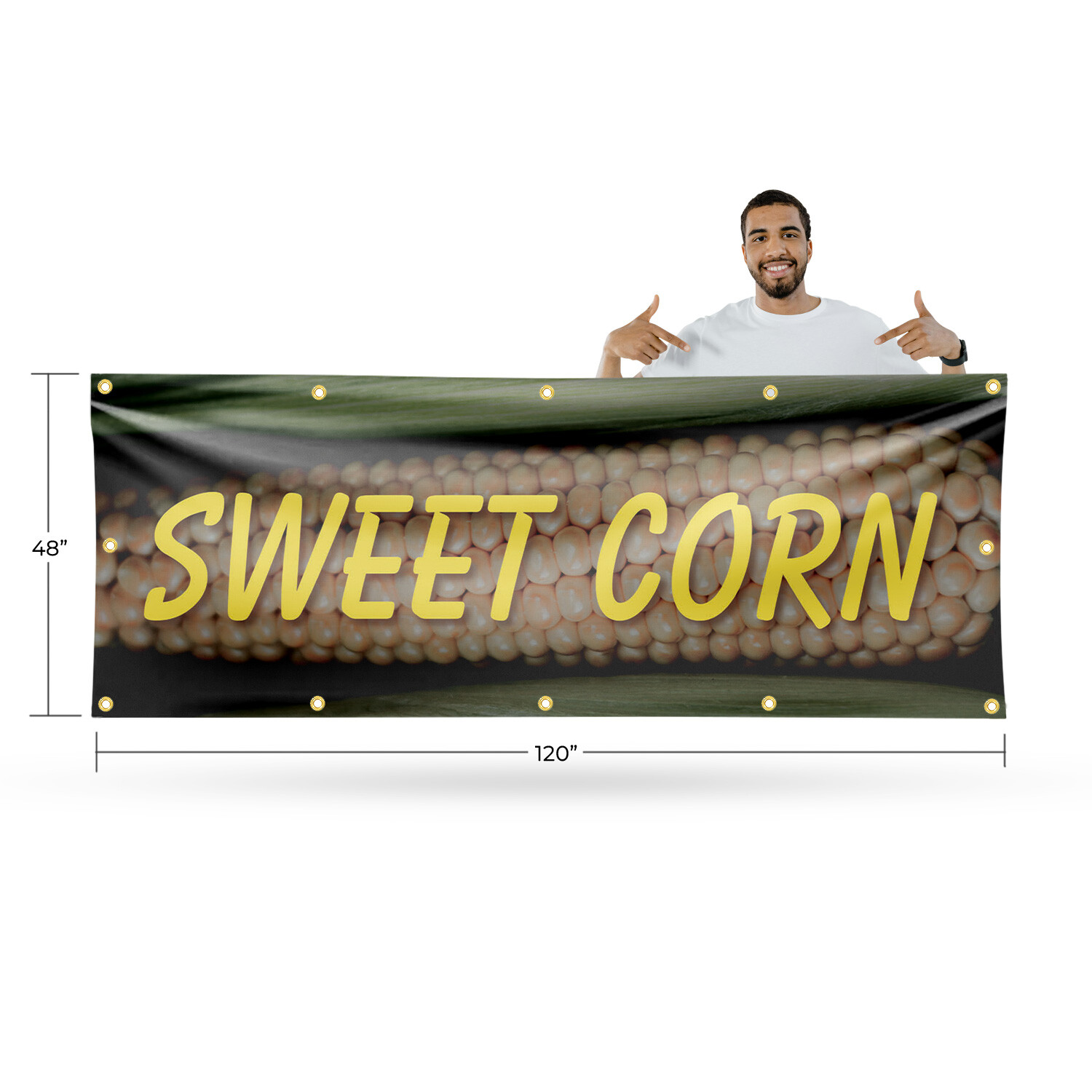Sweet Corn 13 oz Vinyl Banner Sign with Metal Grommets Heavy-Duty Single-Sided