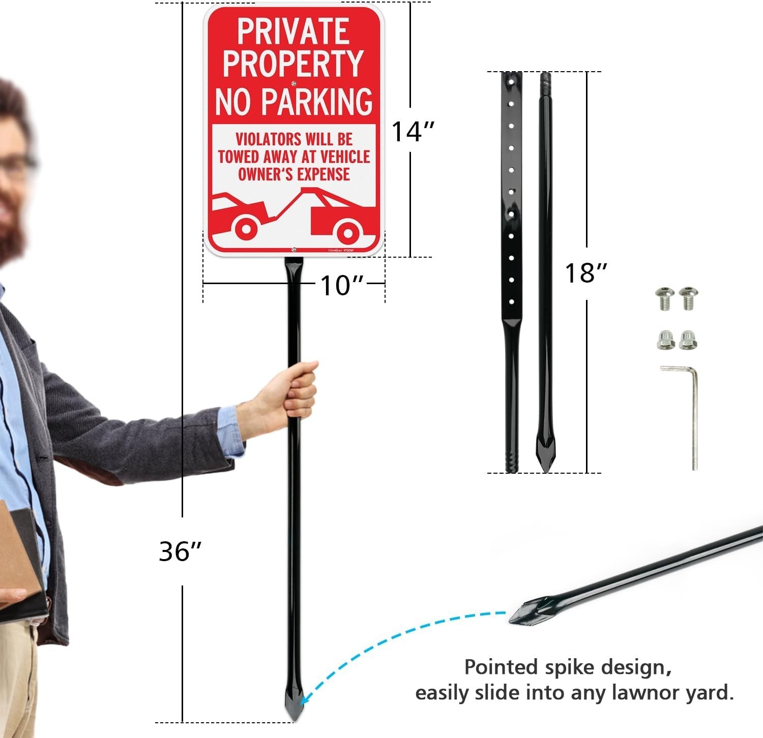 Reflective No Parking Signs 14&Prime;x10&Prime; – 2 Pack