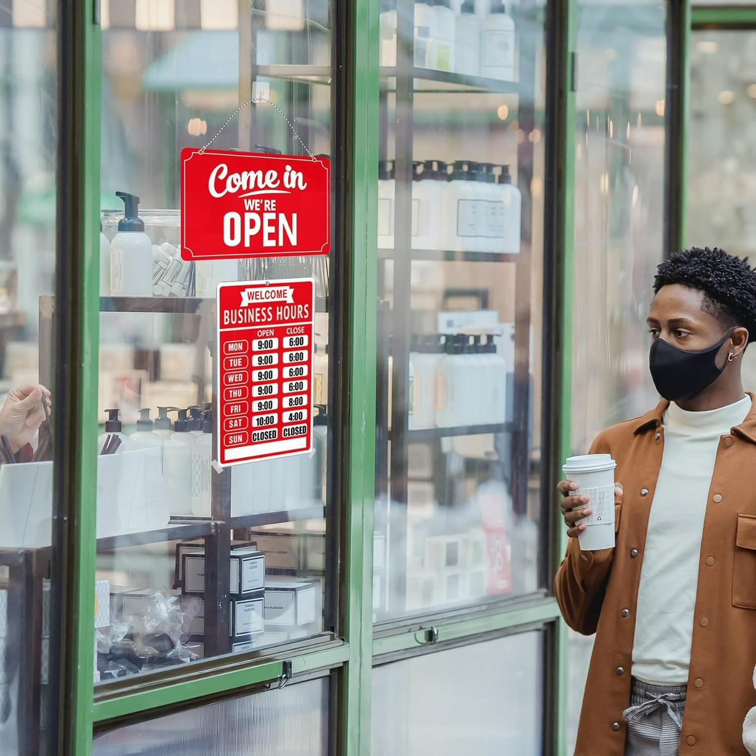 Versatile Open Closed Flip Sign Set with Business Hours – Ideal for Restaurants