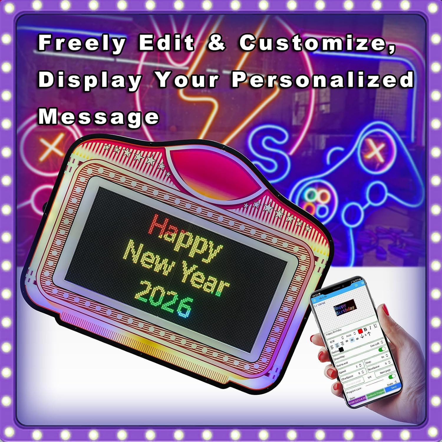 LED Bottle Presenter, Handheld Bottle Service Sign, Programmable RGB Message Lig