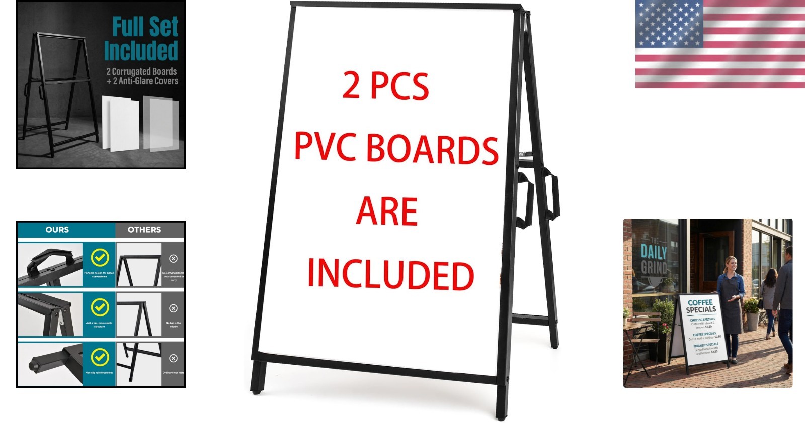 A Frame Sidewalk Sign 24×36 Inches Double-Sided Outdoor Heavy Duty Indoor Out…