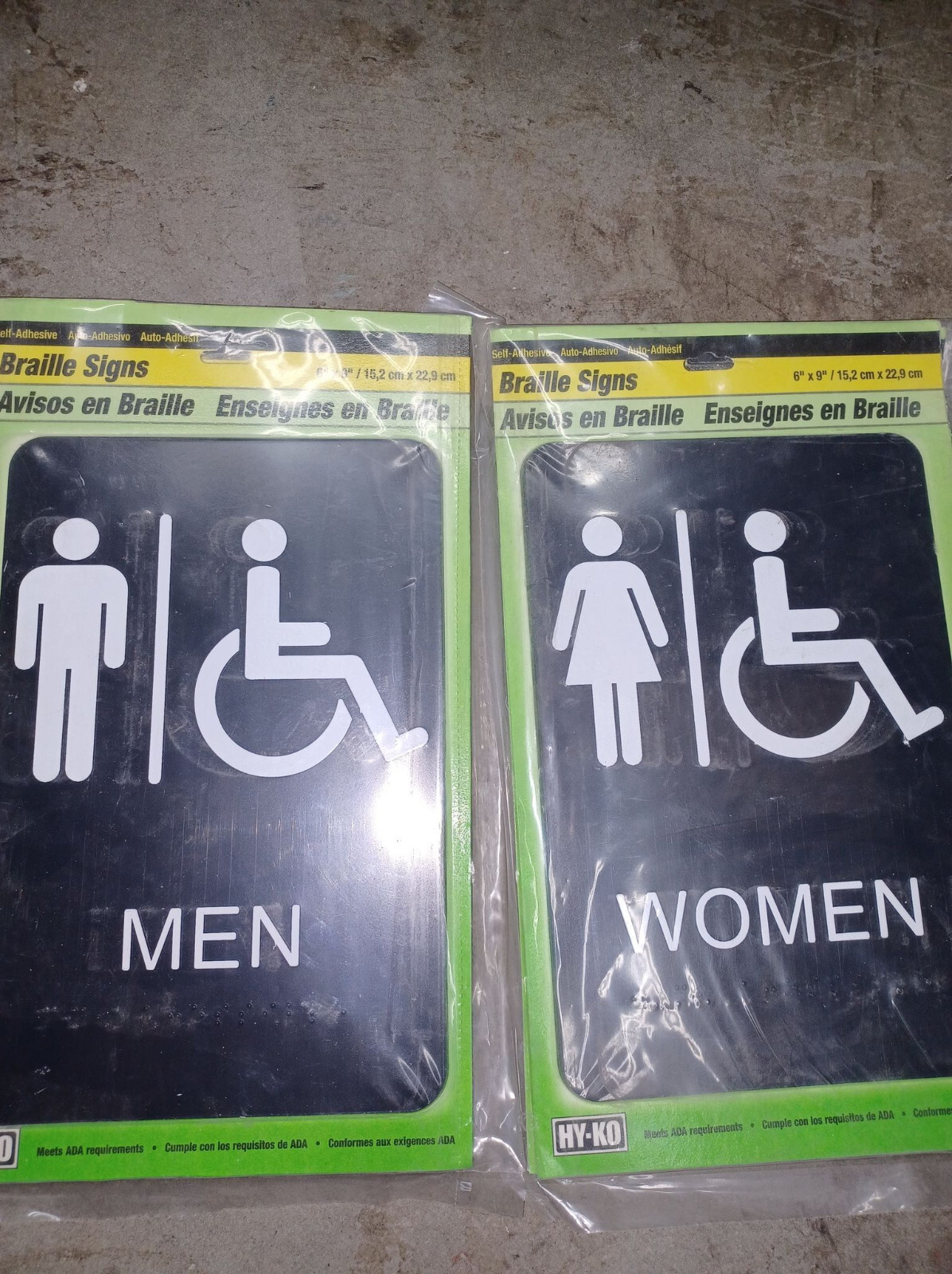 HY-KO Products 6&Prime; x 9&Prime; Men & Women Accesible Braille Sign 3 units ea White/Black