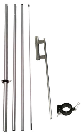 MARBLE GRANITE 12ft FEATHER FLAG KIT FIBERGLASS TIP POLE & GROUND SPIKE (2)
