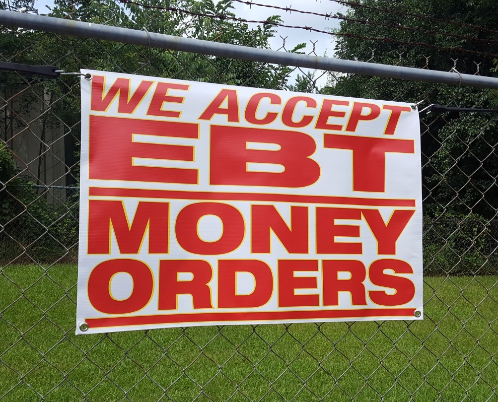 WE ACCEPT EBT MONEY ORDERS Banner Sign Display Convenience Store Shop Food Mart