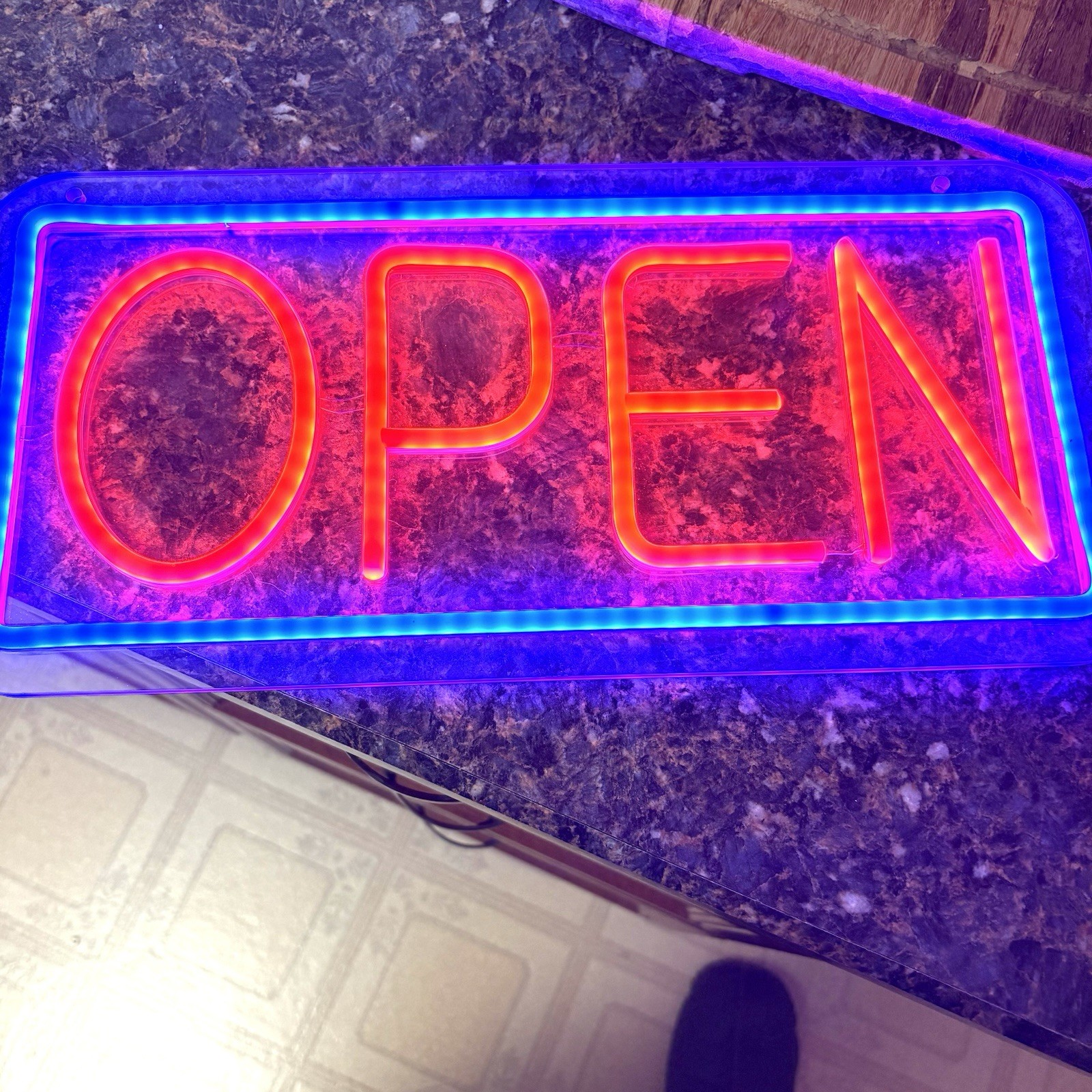 OPEN LED NEON light Up Sign (Tested/Works) With USB -A Plug Connect Pre Owned