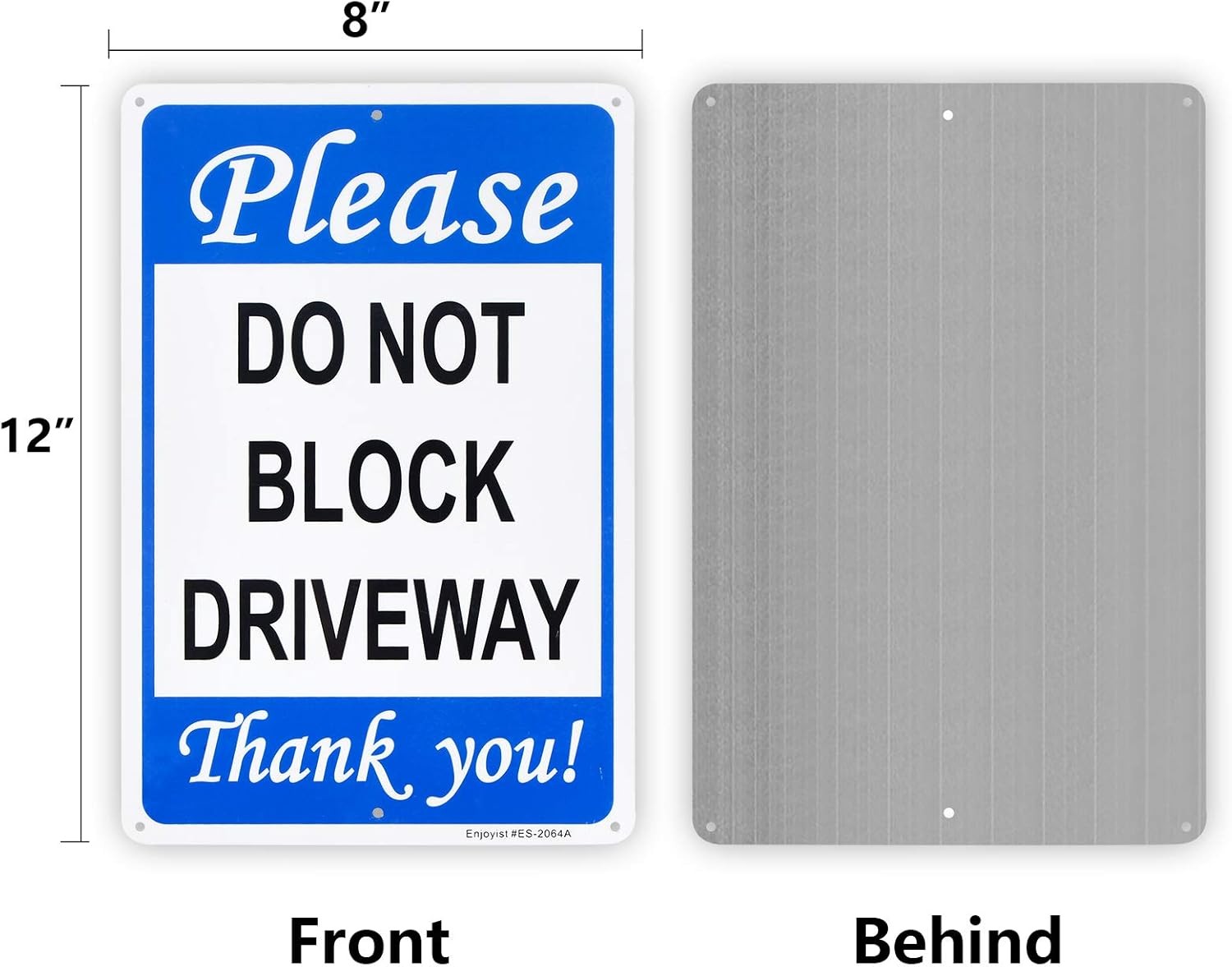 2-Pack No Parking Do Not Block Driveway Sign 12×8 Reflective Aluminum
