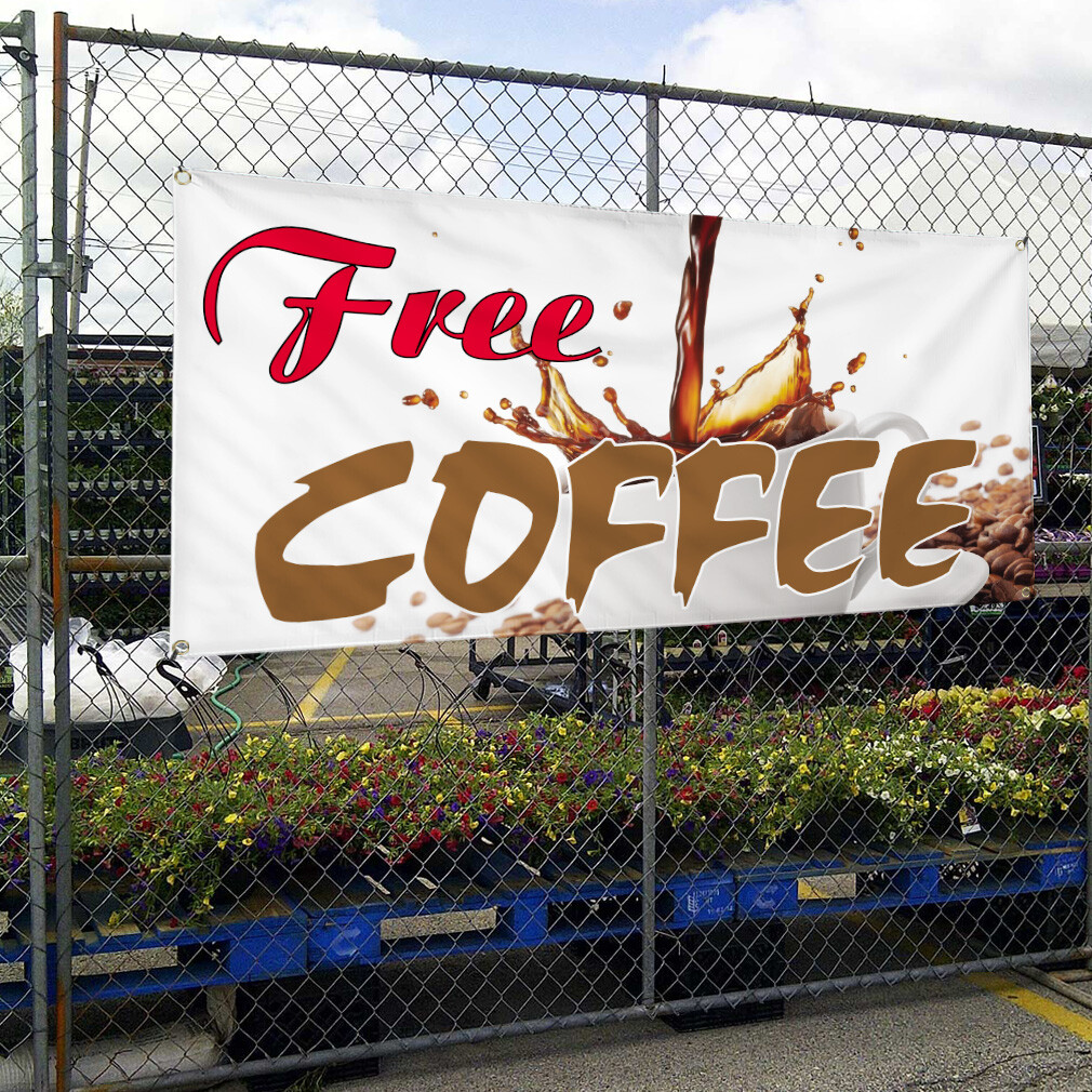 Vinyl Banner Multiple Sizes Free Coffee Outdoor Advertising Printing Outdoor