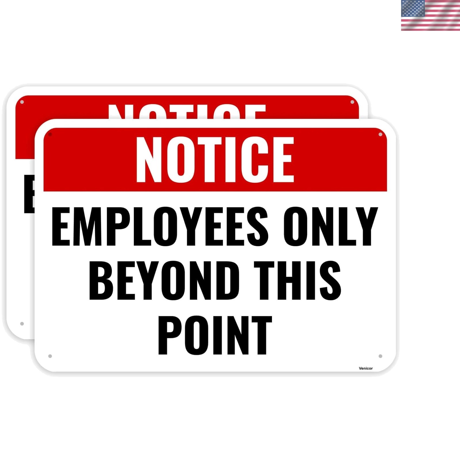 Employees Only Beyond This Point Sign – 2 Pack, 10 x 7 – Strong Aluminum Print