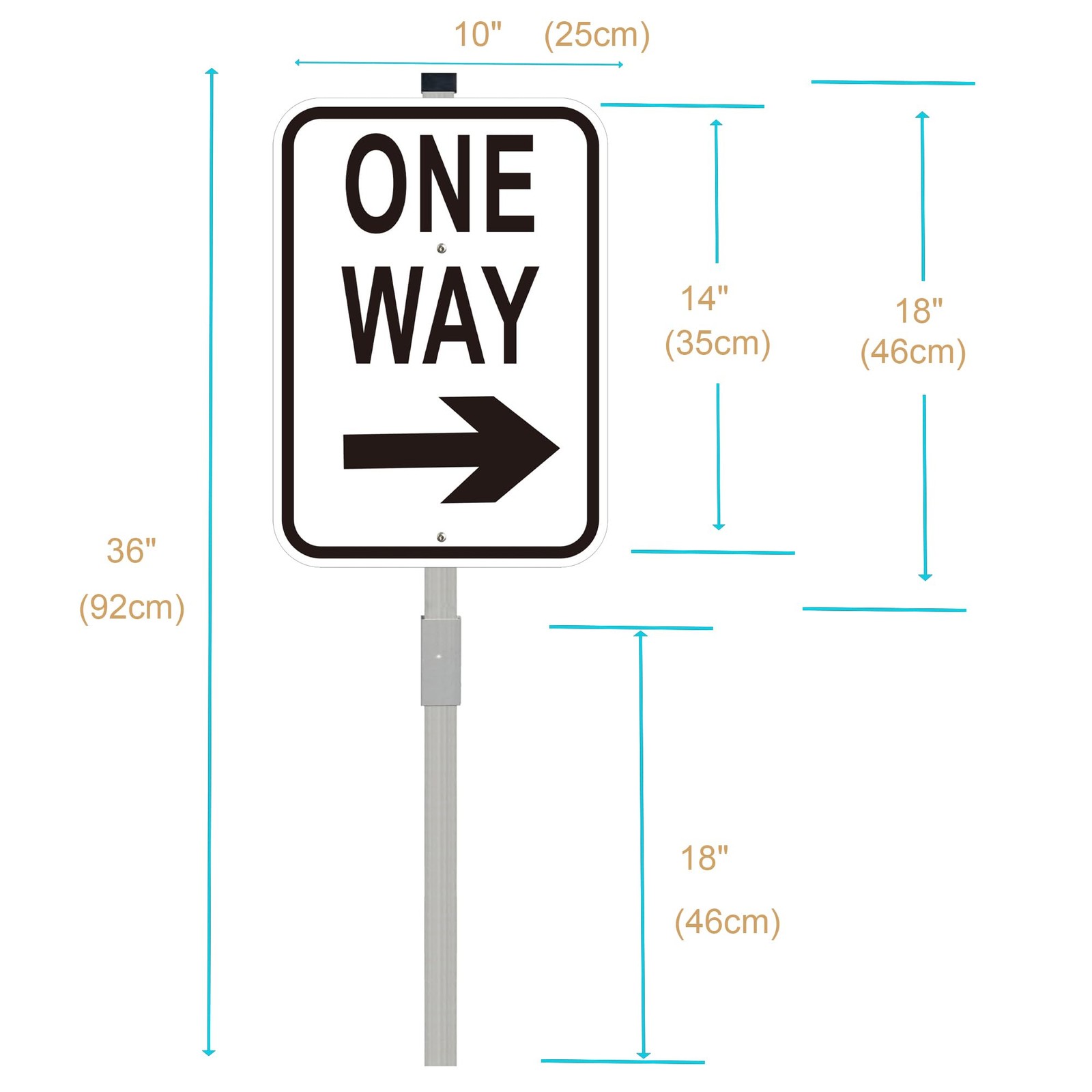2Pack One Way Removable Arrow Signs with 36 Inch Metal Stake, 14×10 Inch Slow…