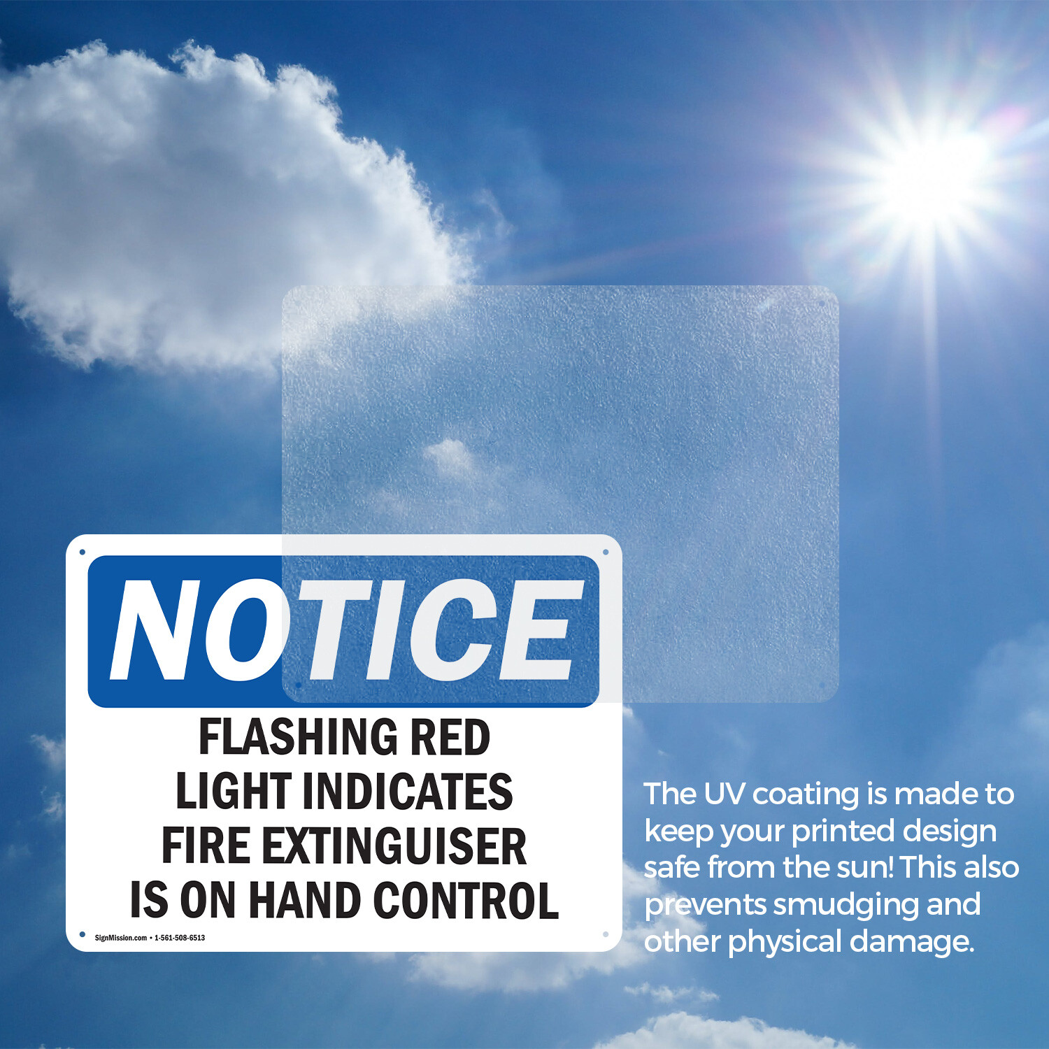(2 Pack) Flashing Red Light Indicates Fire Extinguisher OSHA Notice Sign Decal