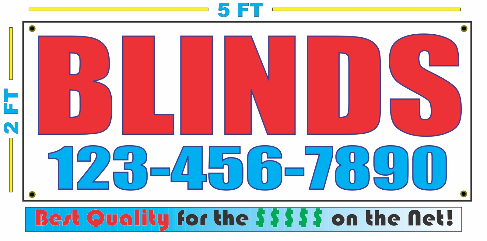 BLINDS w/ CUSTOM PHONE Banner Sign NEW Larger Size High Quality! Mini Wood