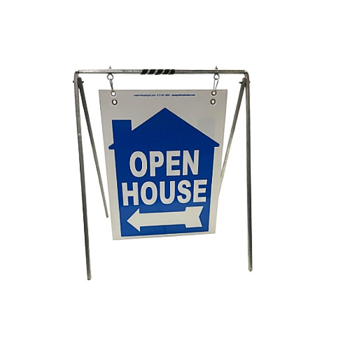 Real Estate Open House Sign Metal A-Frame Kit | 5 Pack | House | Swinger | Blue