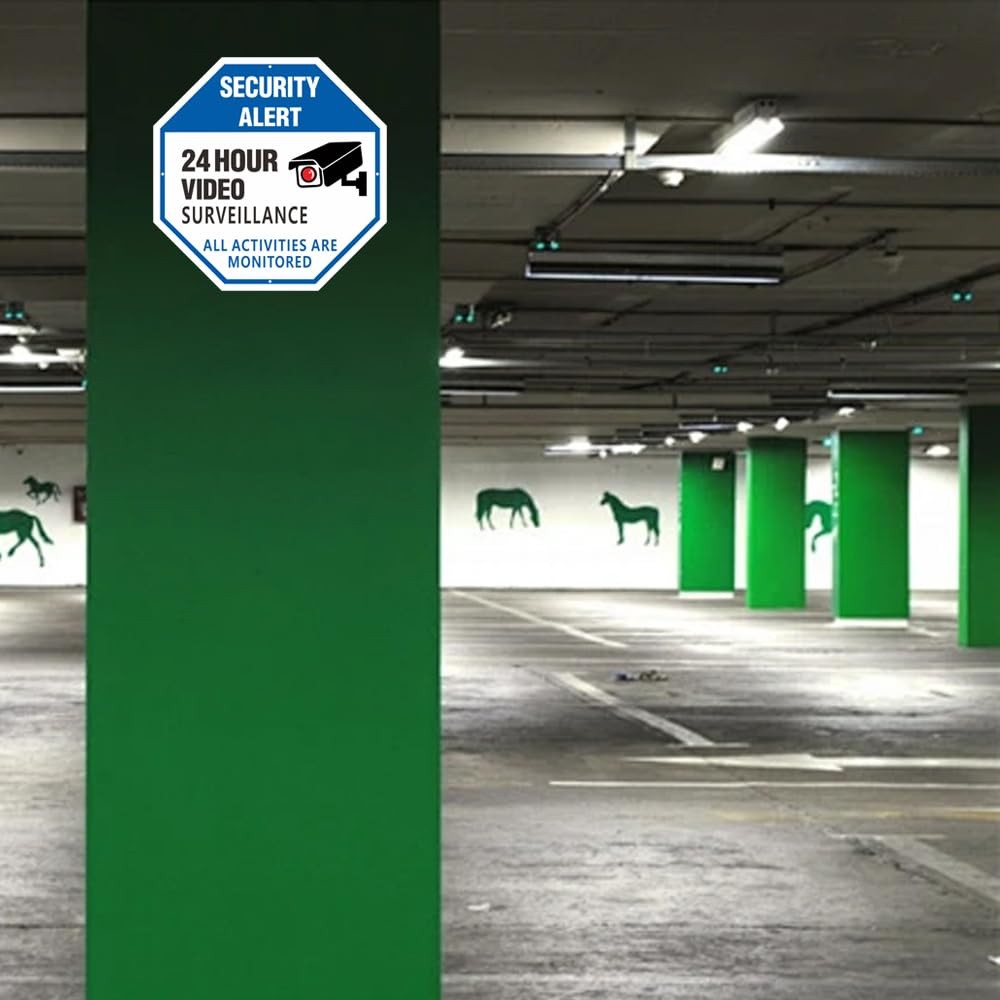 2 Pack 10×10 Inch Security Camera Sign 24HR Video Surveillance Octagon Shape