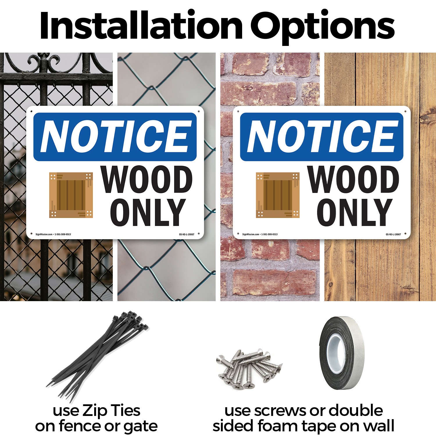 Wood Only OSHA Notice Sign Metal, Plastic, Or Decal – 5 or 10 Pack