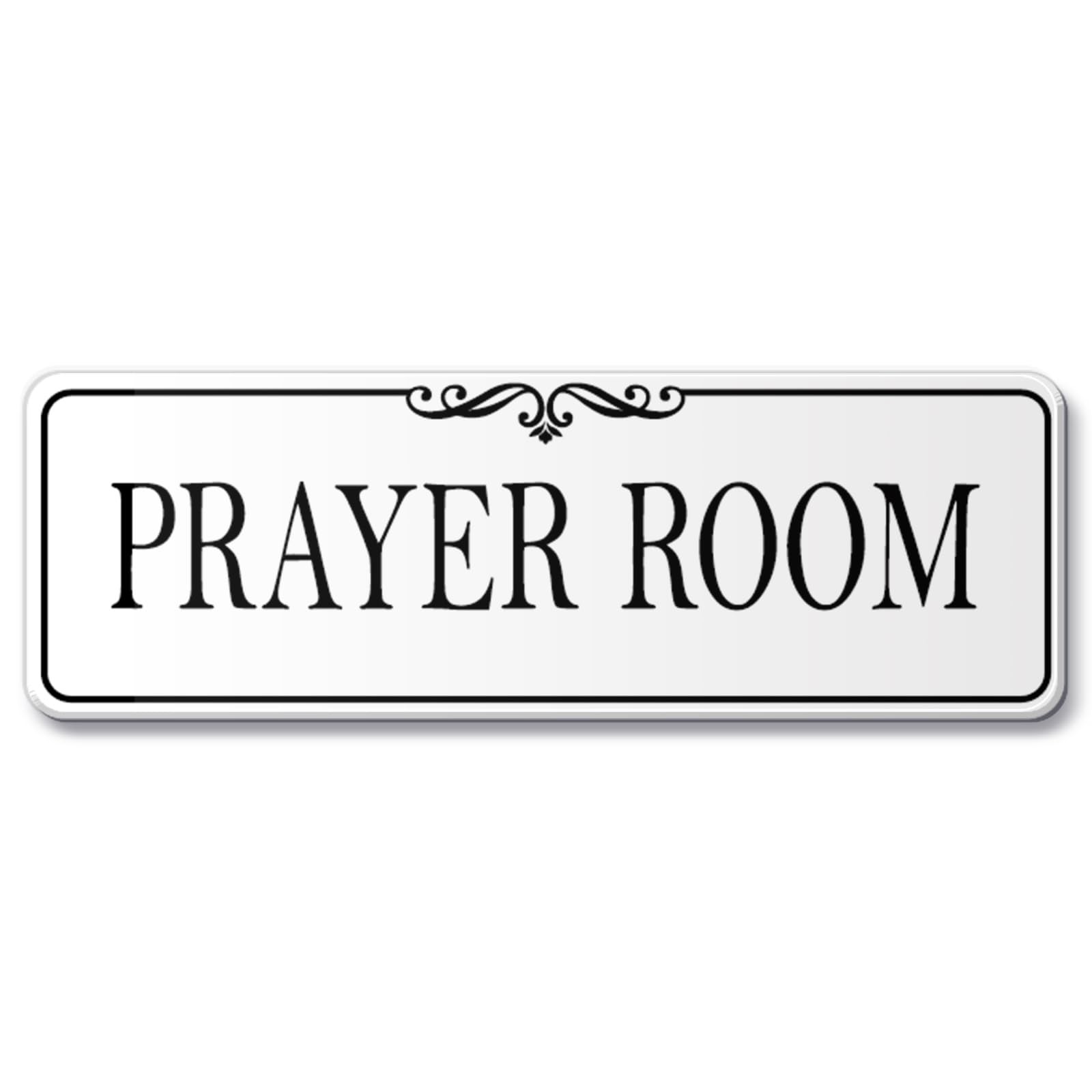9×3 Inch Prayer Room Sign, Elegant White, Acrylic, Self-Stick, Door, Wall